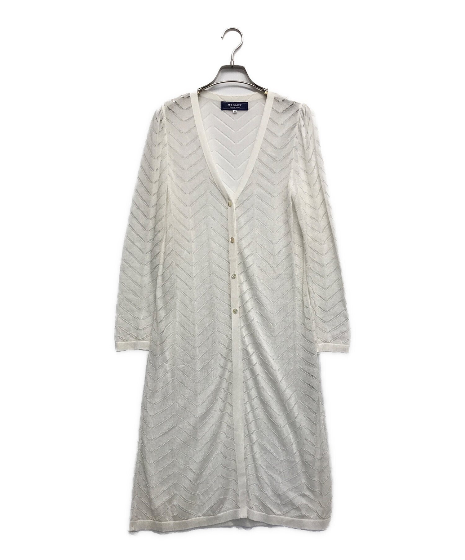 M'S GRACY 未使用 ホワイト 長袖カーディガン 38 M'S GRACY 未使用