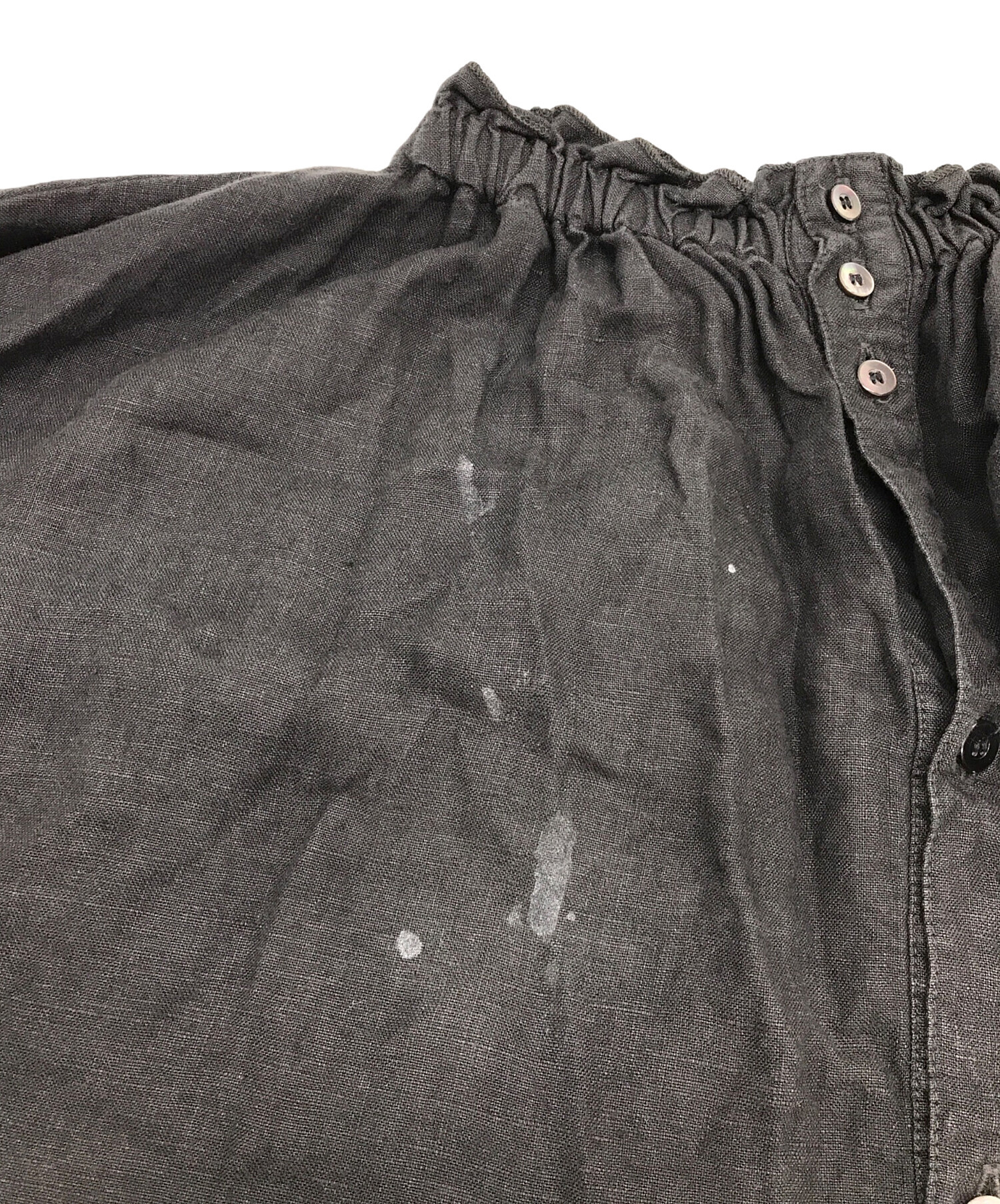 ネストローブ　リネンツイストスリーブワンピース　ブラック 70950-107-