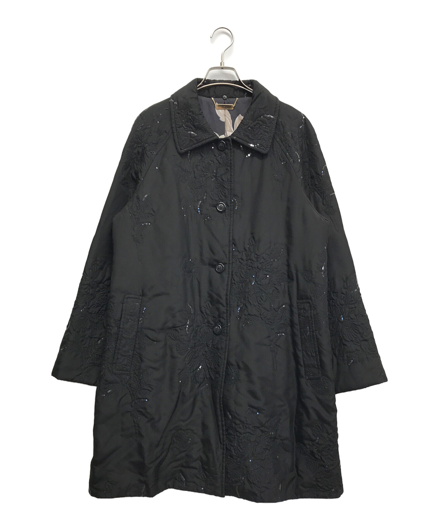 中古・古着通販】LEONARD (レオナール) シルク中綿コート ブラック