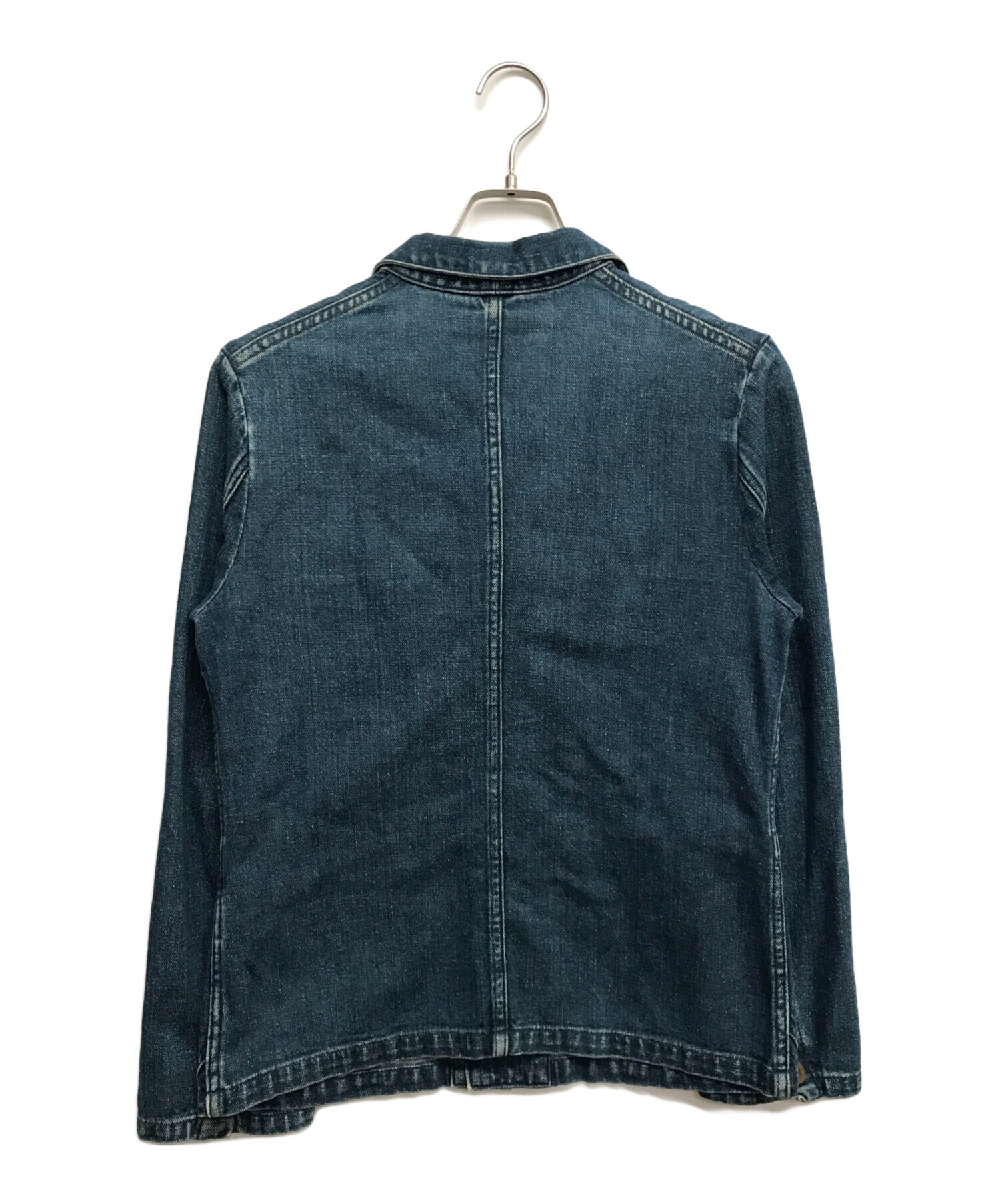 45RPM ショップコート インディゴ染め デニム ステンカラーコート 秋も