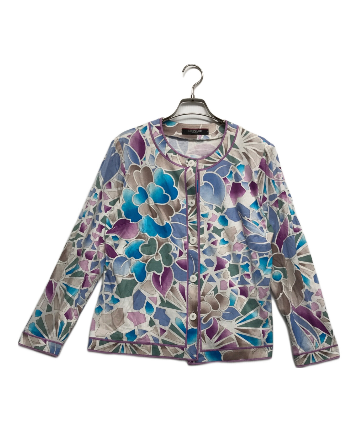 LEONARD ネイビー メッシュカーディガン レオナール LEONARD 花 LEONARD ネイビー メッシュカーディガン レオナール LEONARD 花