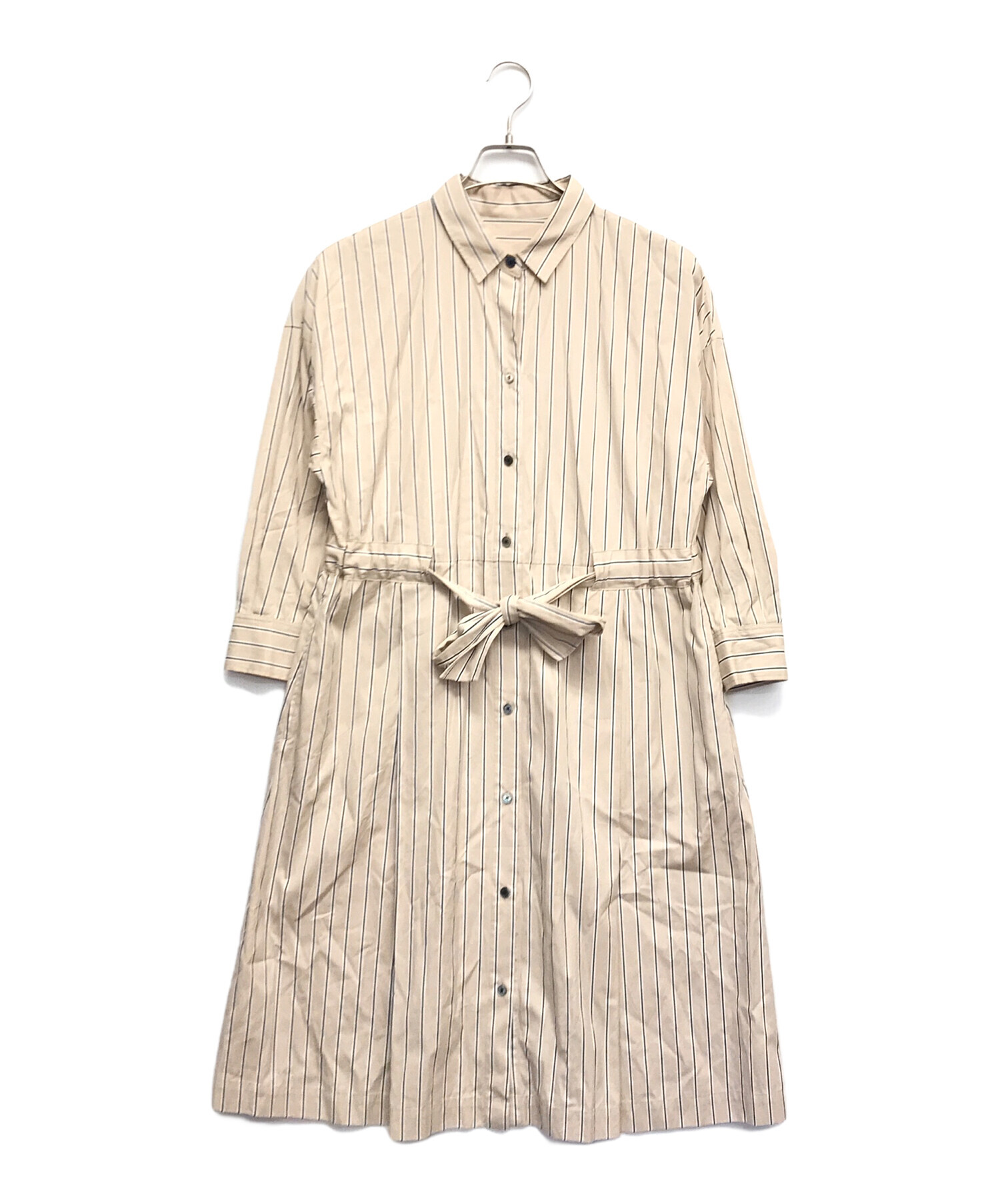 極美品★ANAYI半袖 シャツワンピース ロング★アナイ ANAYI シャツワンピース ストライプドロストシャツ ワンピース