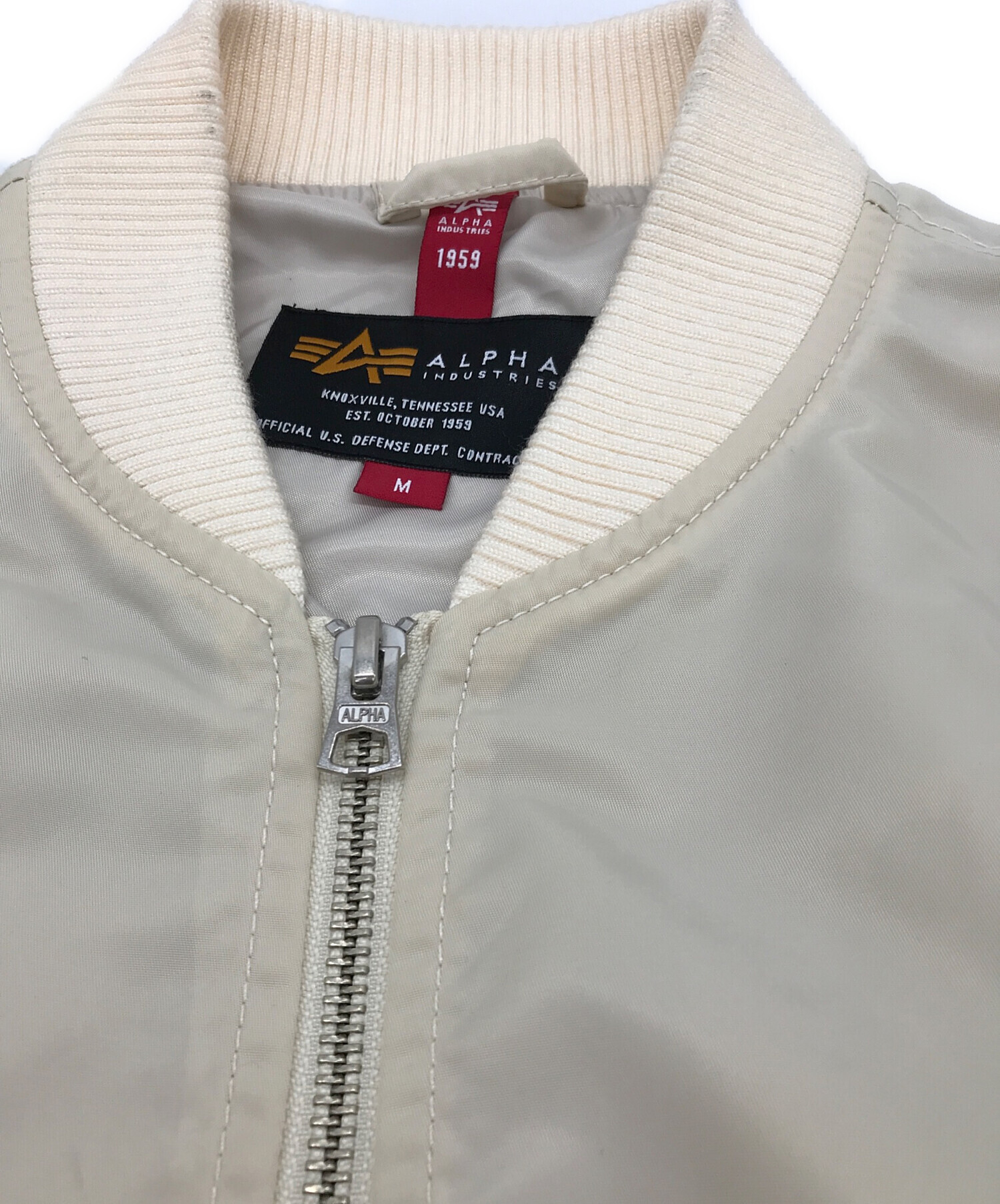 Ym様　ALPHA MA-1 ジャケット ベージュ サイズＭ 中古・古着通販】ALPHA (アルファ) MA-1ジャケット ベージュ サイズ:M