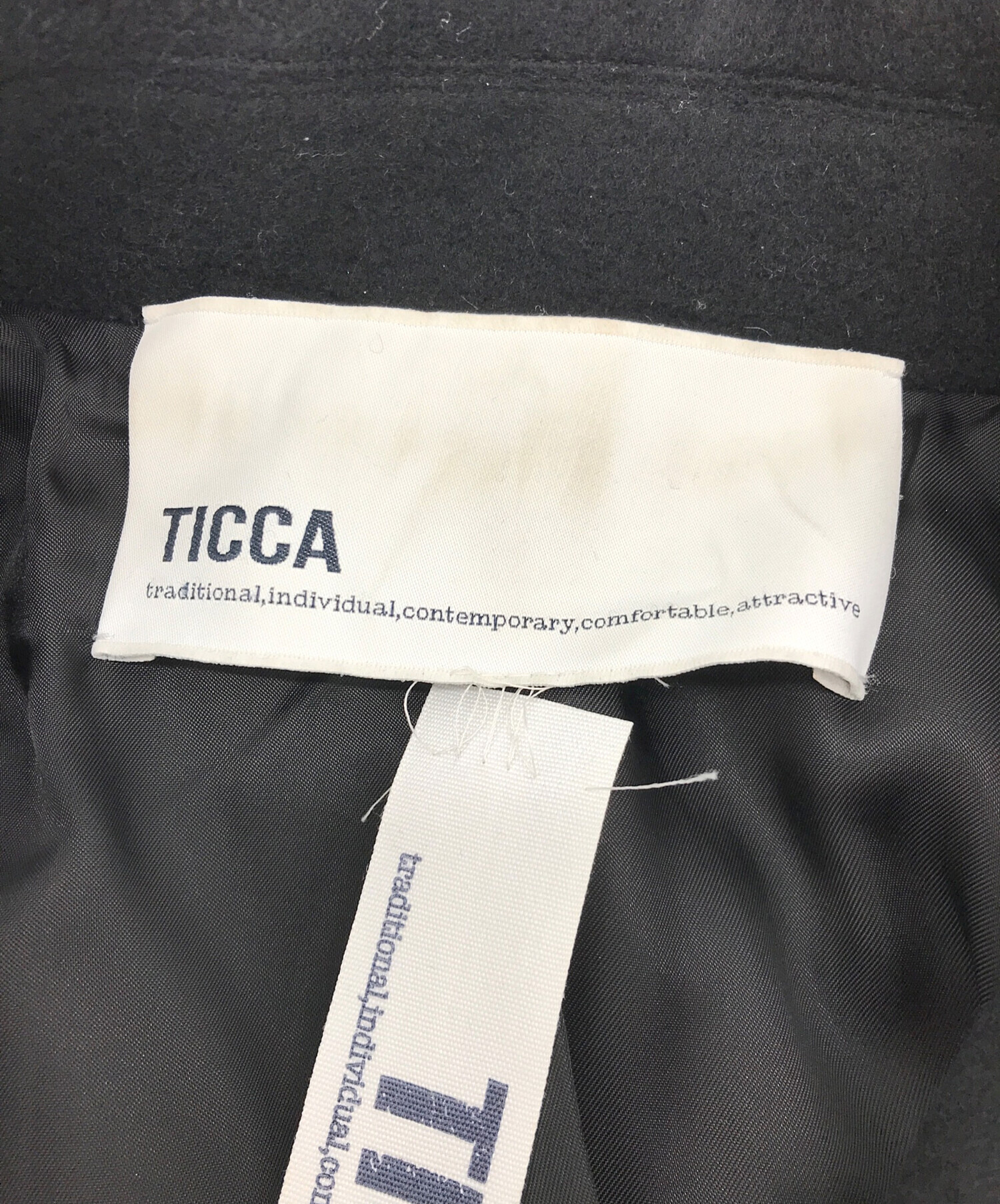 中古・古着通販】TICCA (ティッカ) ショートPコート ブラック サイズ:F