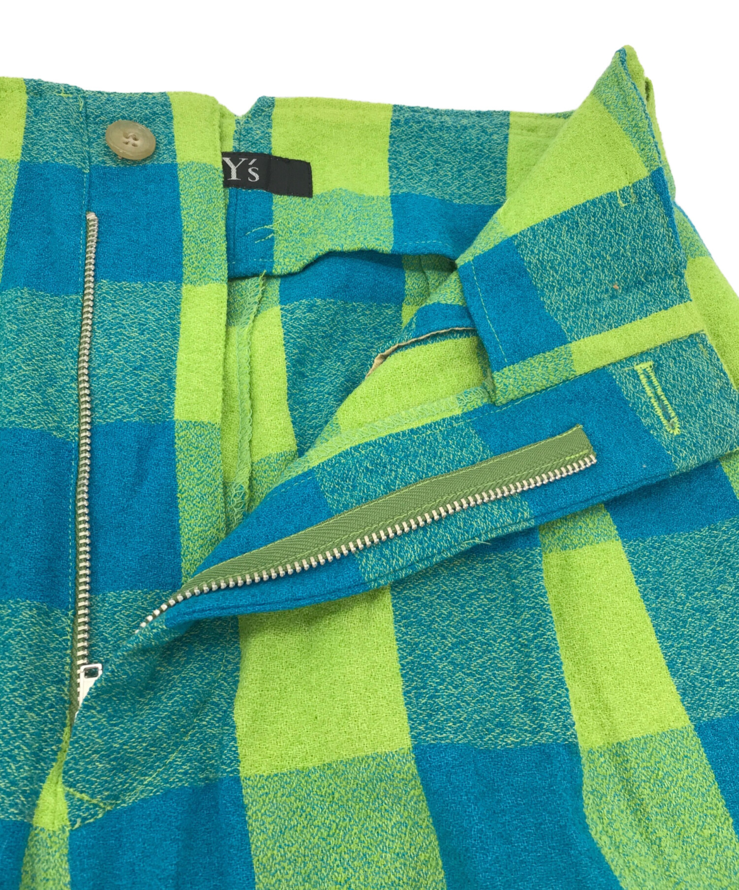 中古・古着通販】Y's (ワイズ) チェックパンツ グリーン サイズ:無し