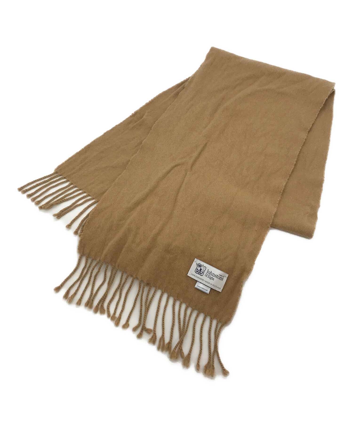 【美品】Johnstons of Elginカシミヤ100% マフラー　キャメル セール】 Johnstons of Elgin カシミヤストール （マフラー・ショール