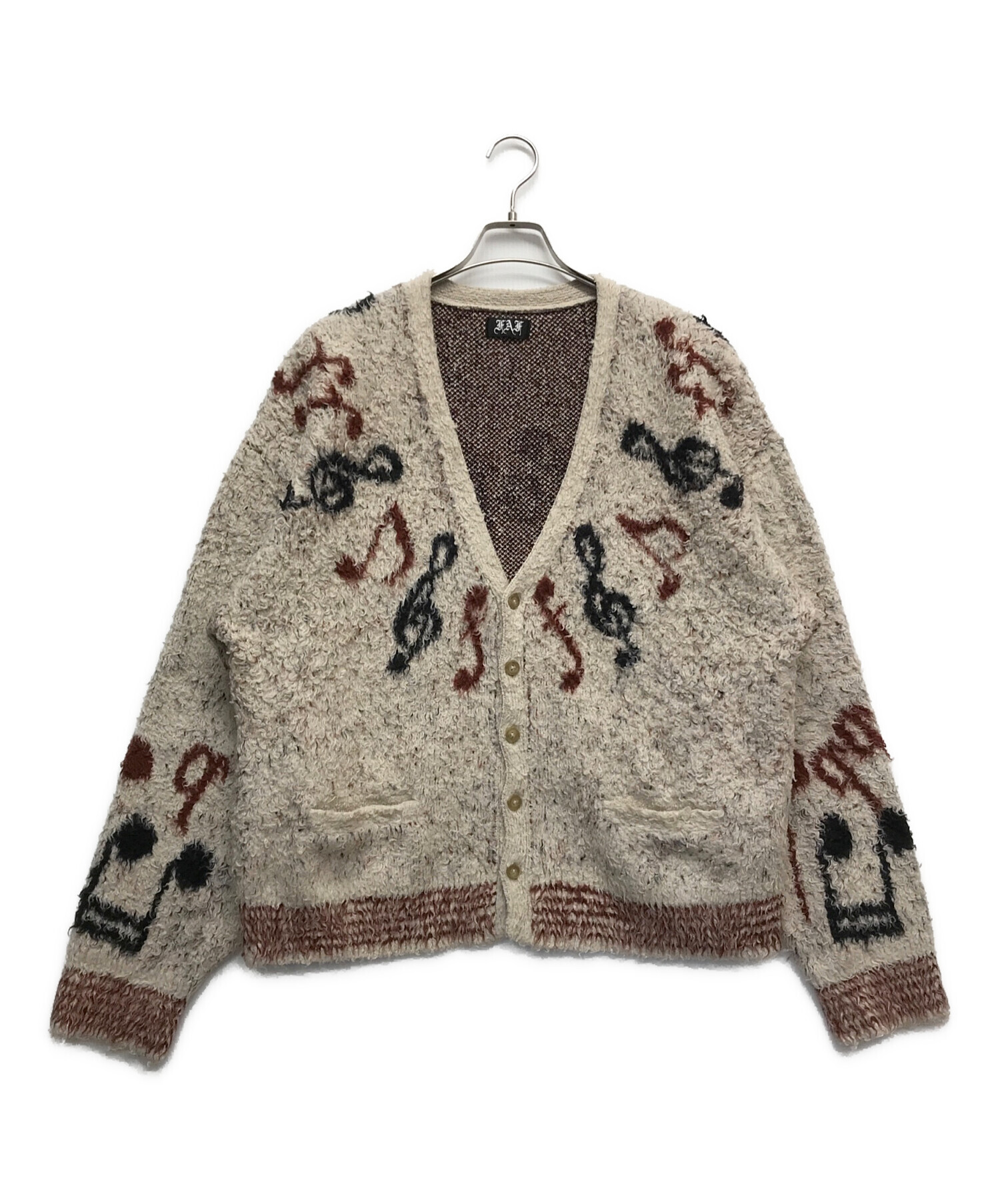 中古・古着通販】FAF (エフエイエフ) NOTES CARDIGAN ベージュ サイズ 