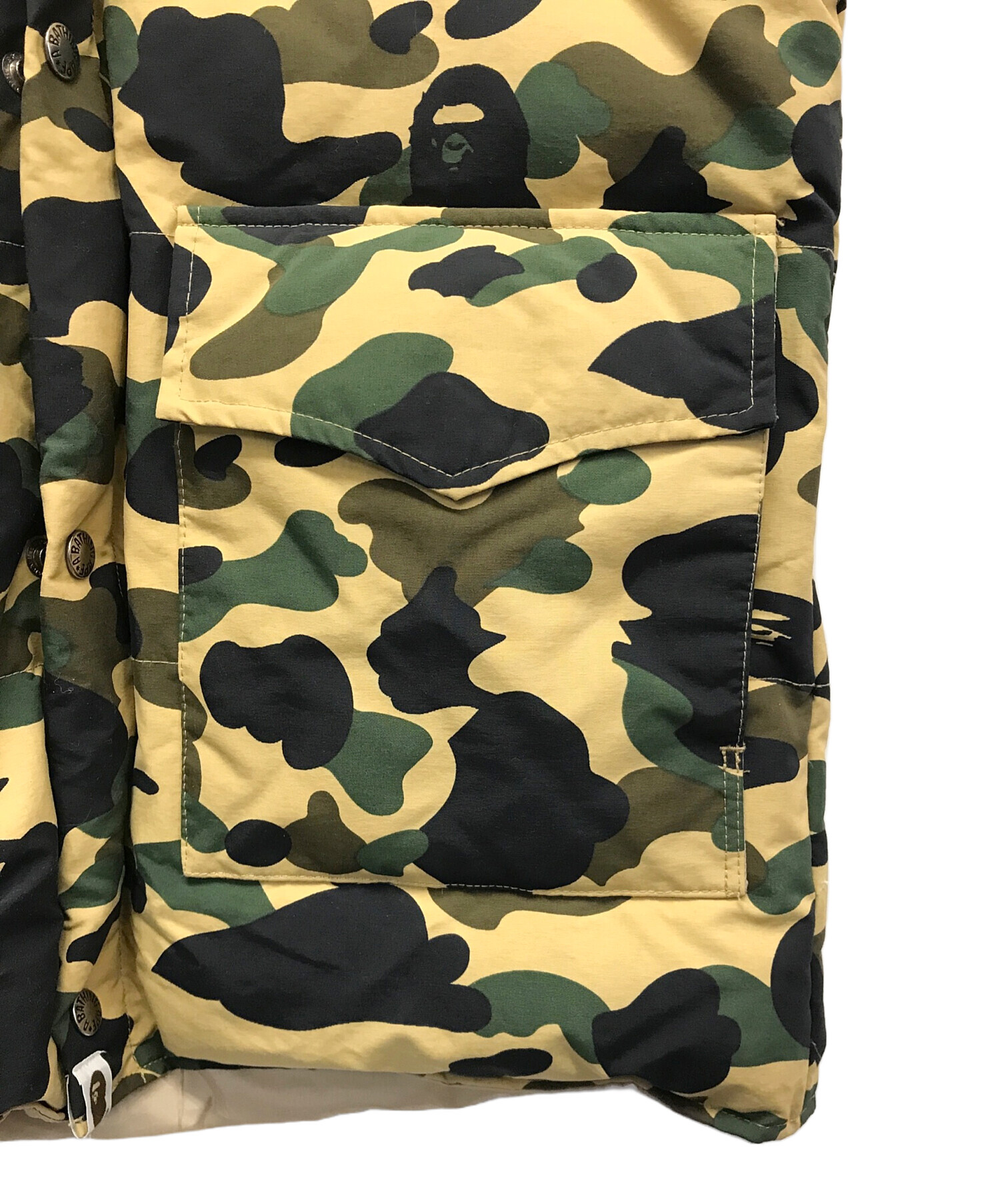 ア・ベイシング・エイプ フロントロゴ ダウンジャケット イエロー サイズXL A BATHING APE（アベイシングエイプ） ダウンジャケット 001HJF702503X