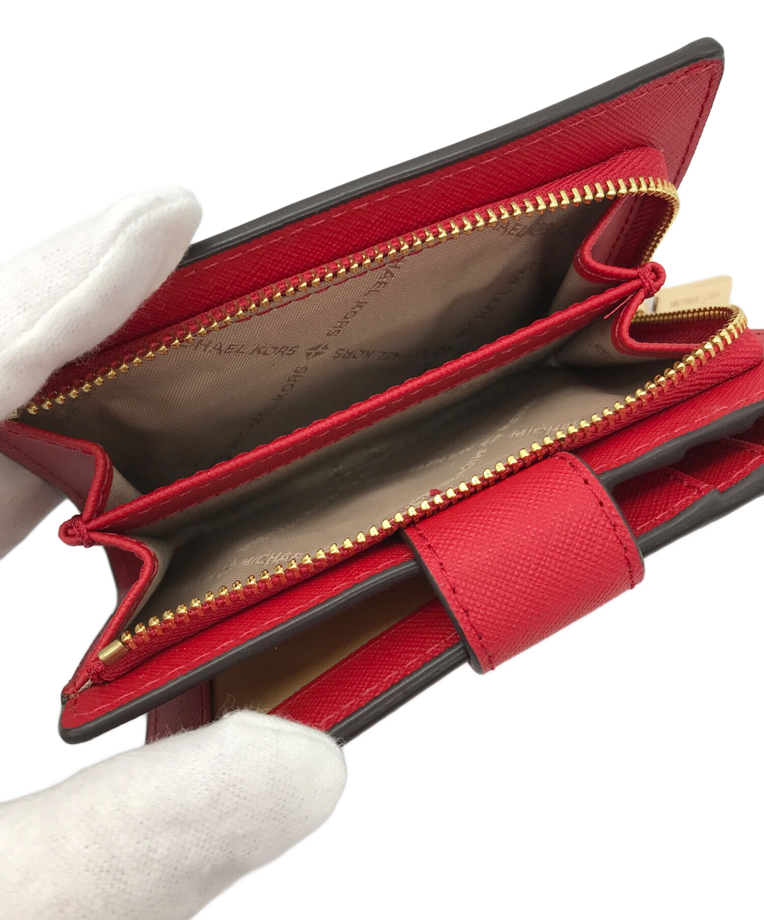 新品　MICHEAL KORS マイケルコース　三つ折り　財布　レッド 中古・古着通販】MICHAEL KORS (マイケルコース) 2つ折り財布