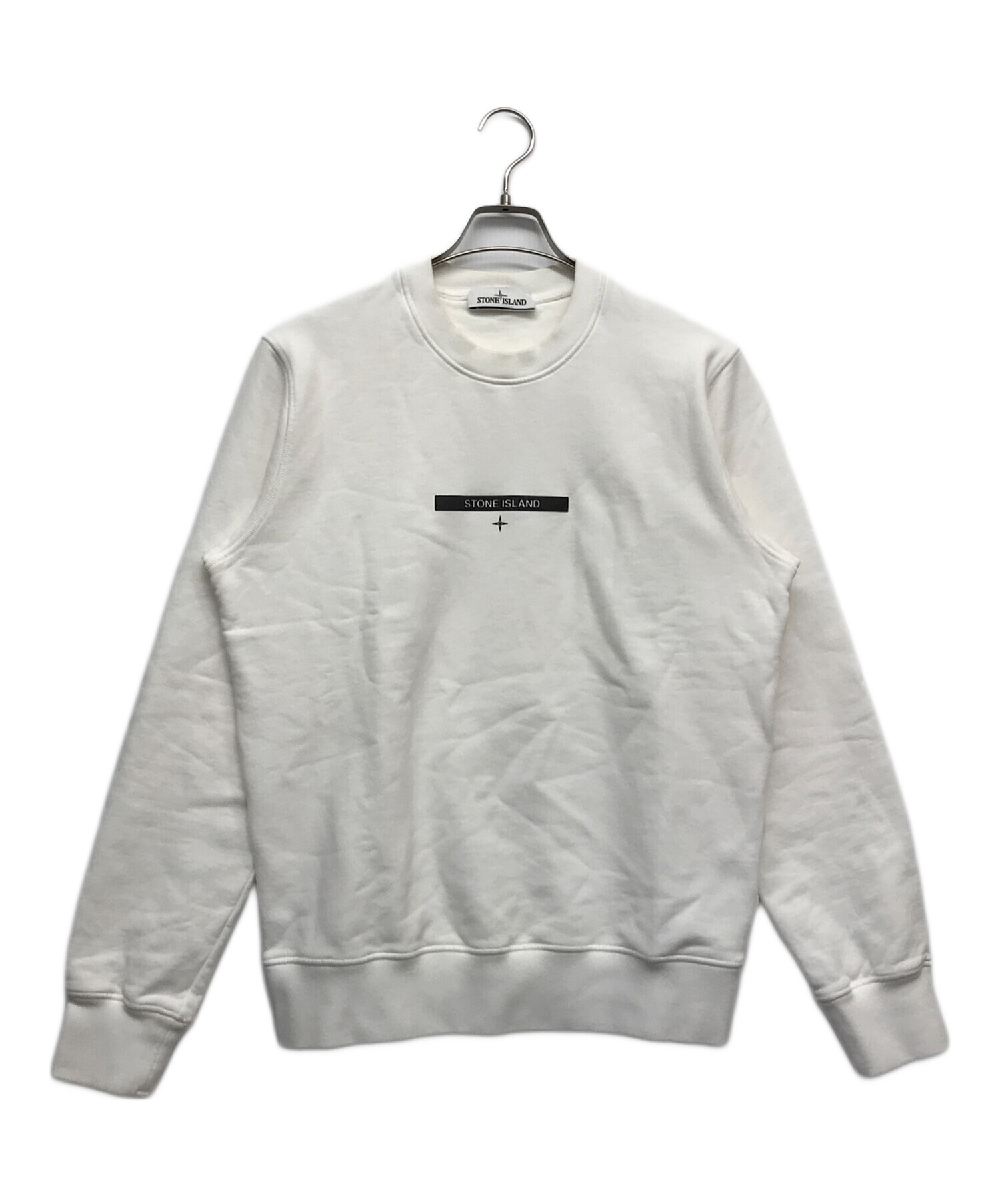 STONE  ホワイト クルーネック スウェット 新品未使用】STONE ISLAND ホワイトクルーネック スウェット