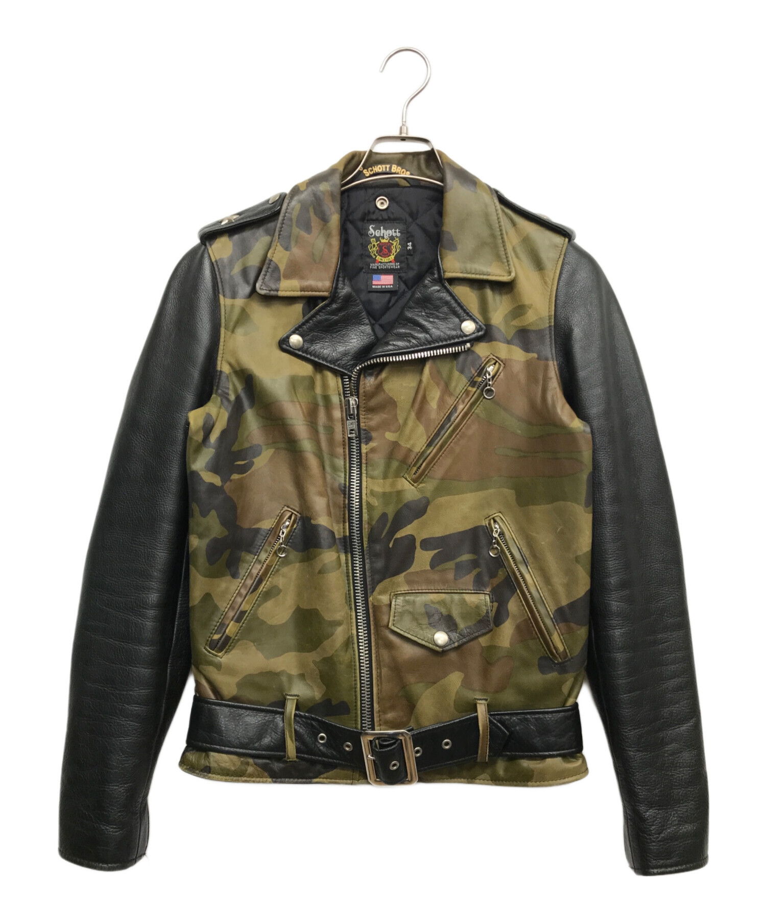 ショットschott ワンスター ダブルライダースジャケット 34