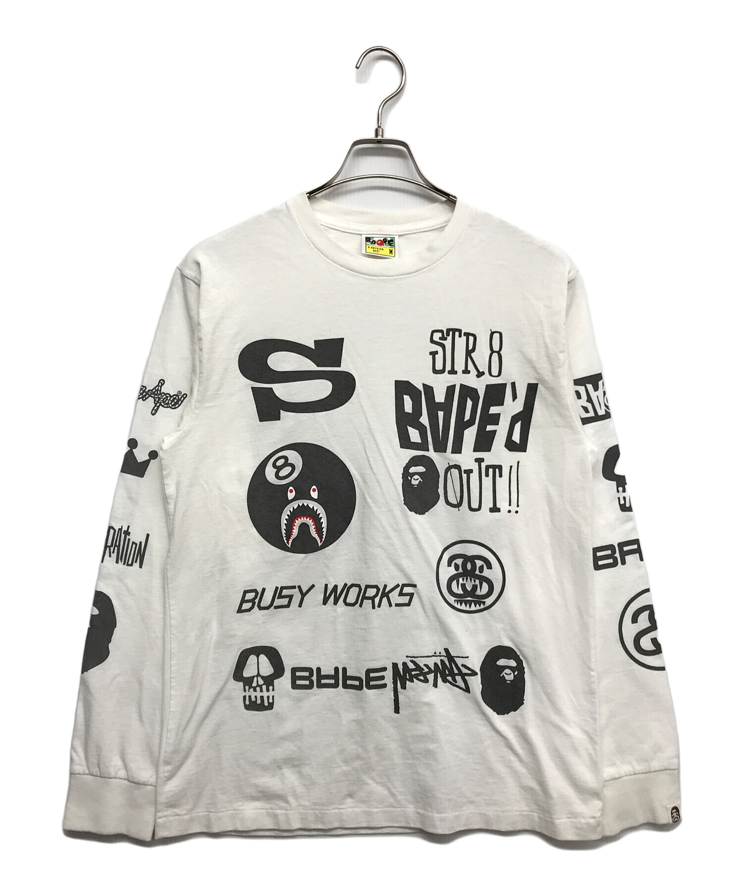 中古アベイシングエイプ A BATHING APE ロンT BAPE ホワイト 長袖 