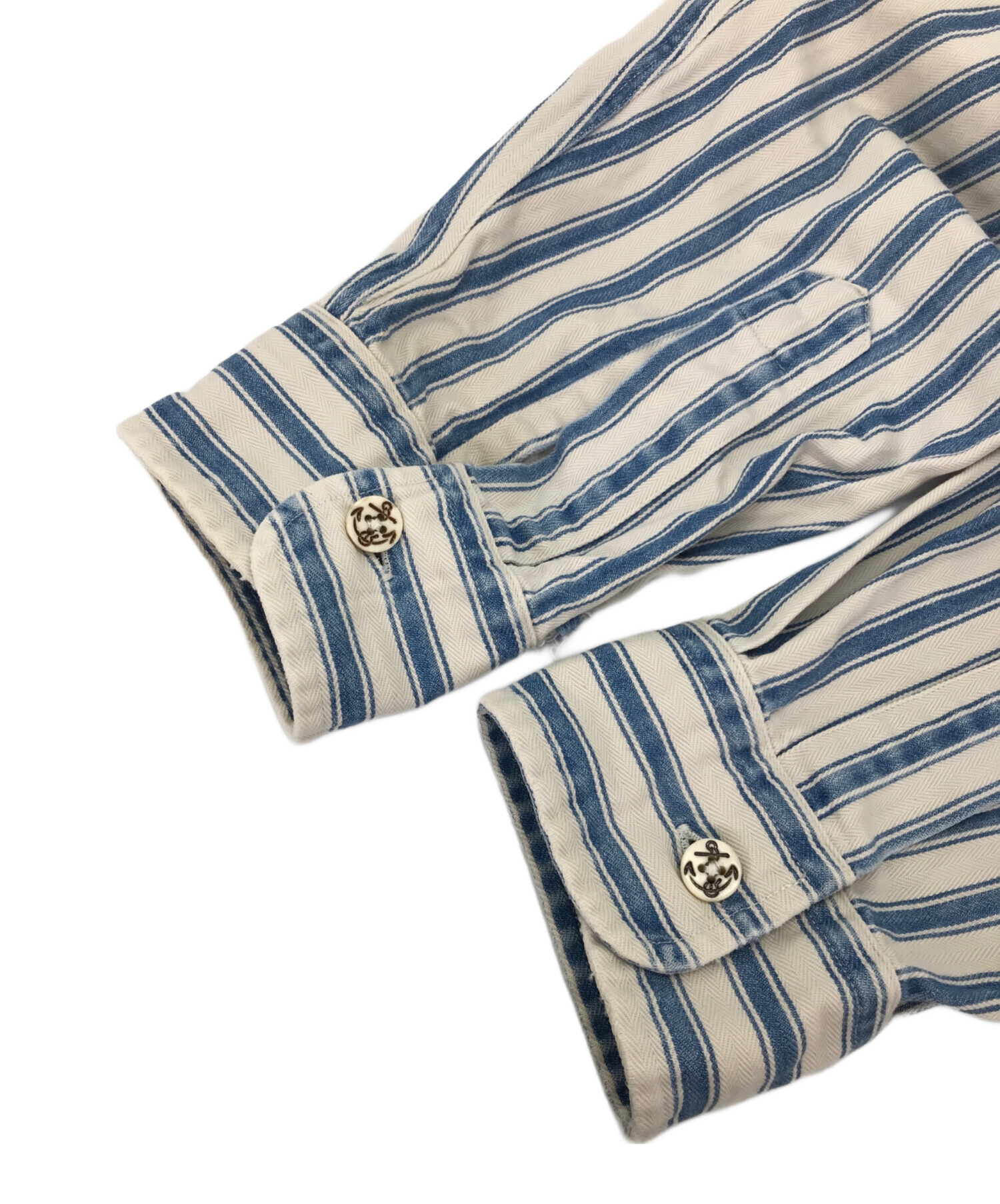 【美品】　ポロラルフローレン　ストライプシャツ　ブルー　8 M ストライプド ビッグ シャツ | ポロ ラルフ ローレン(POLO RALPH