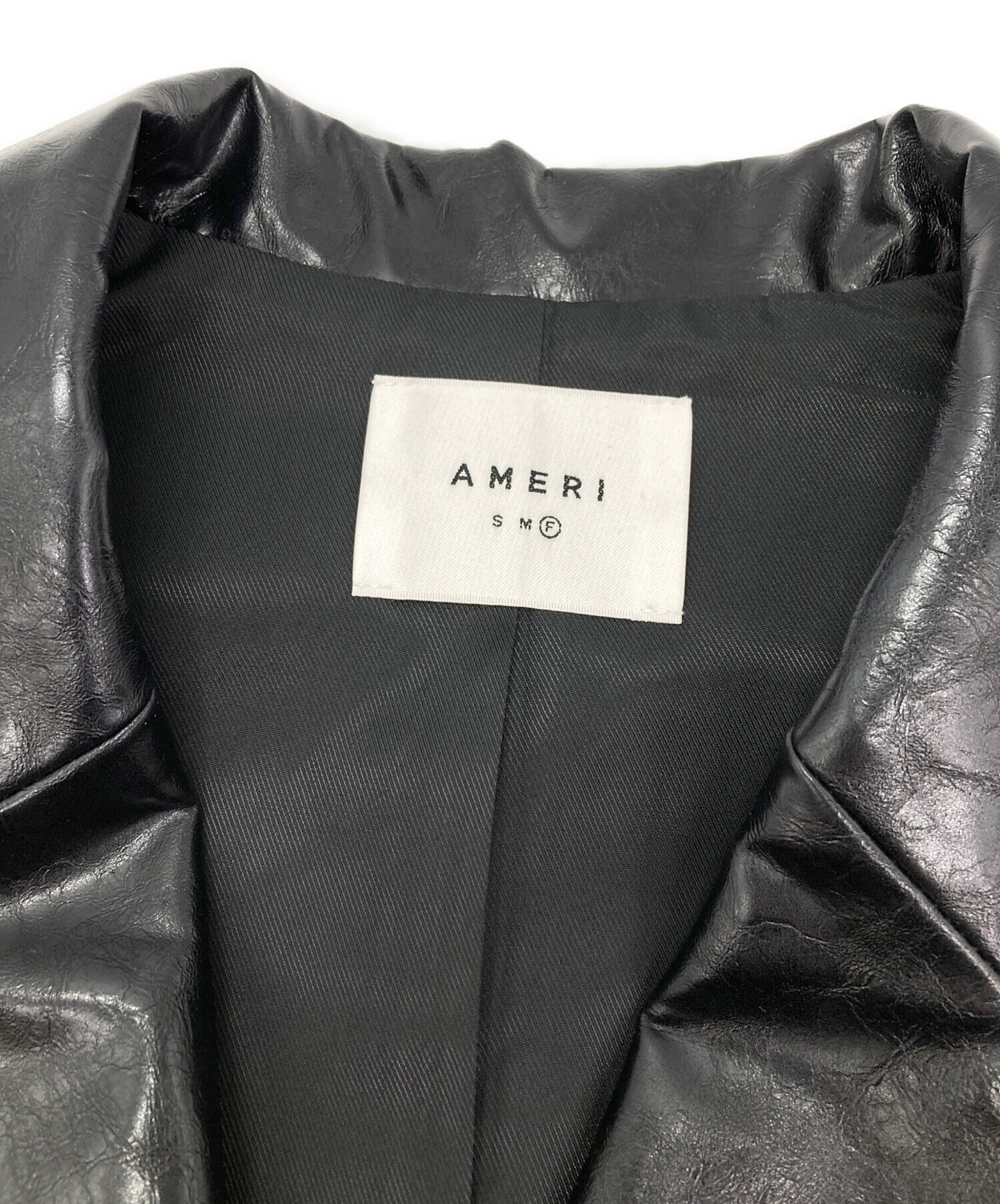 中古・古着通販】AMERI (アメリ) CRASH FAKE LEATHER N/S JACKET