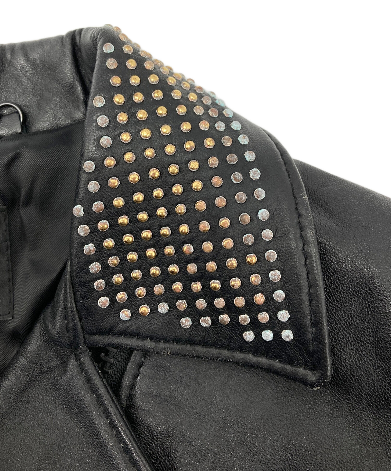 未使用タグ付き✨ショット ダブルライダース ラムレザー ジャケット スタッズ 黒 中古・古着通販】Schott (ショット) スタッズラムレザーダブル