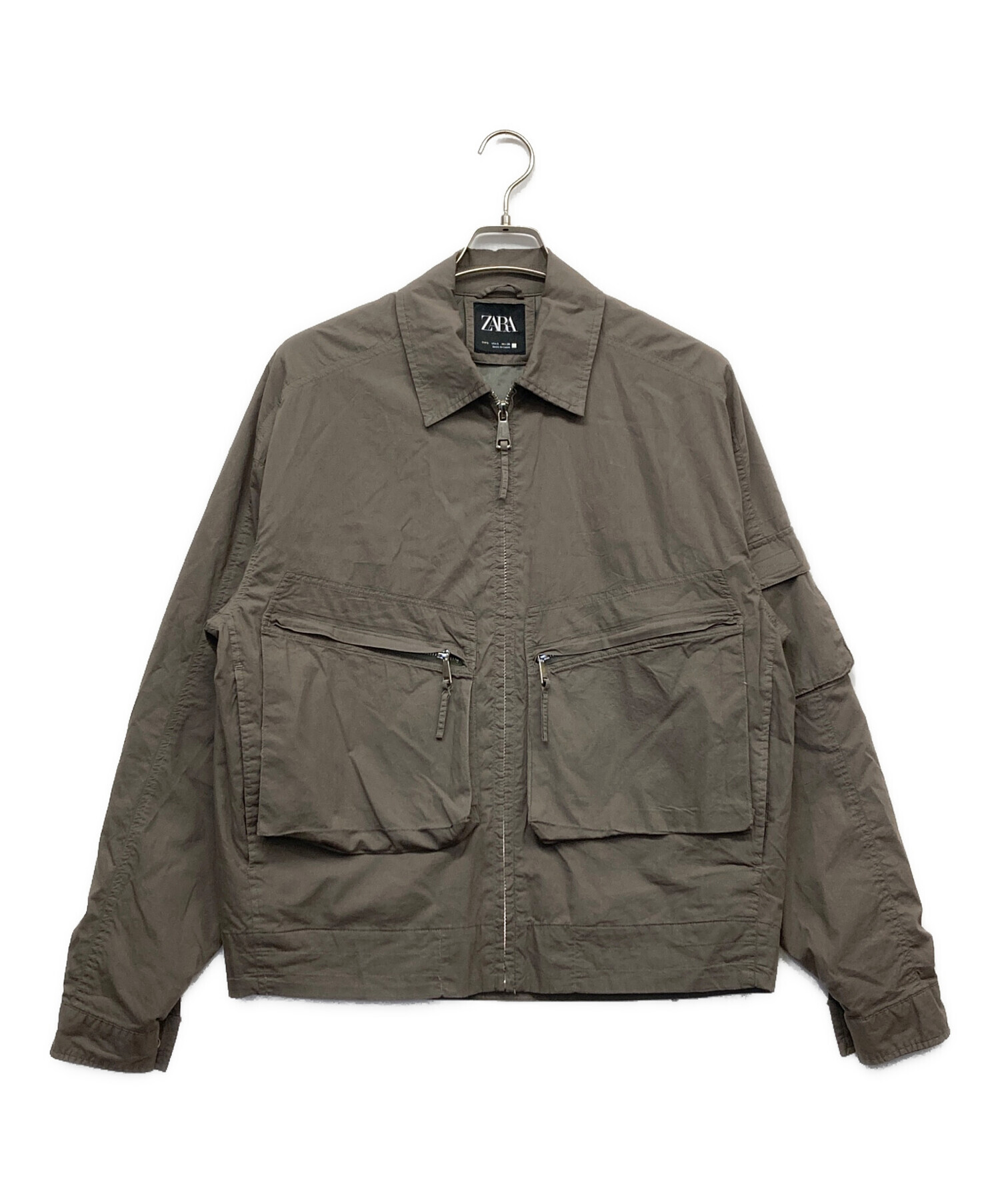 ZARA ジップアップ ブルゾン ジャケット 中古・古着通販】ZARA (ザラ) ジップアップジャケット カーキ サイズ:S
