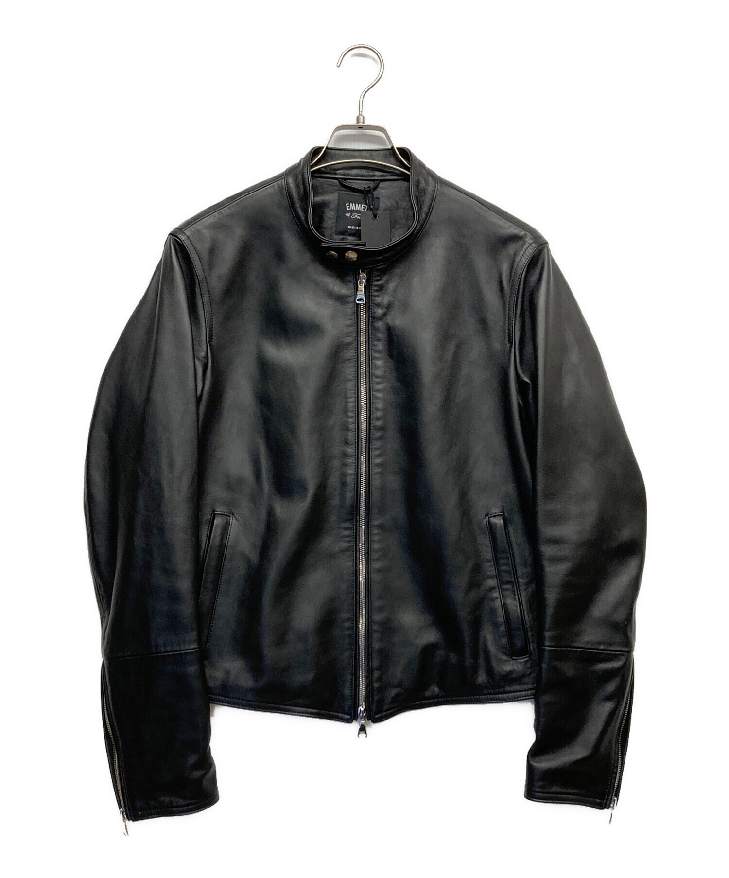 48サイズ EMMETI ラムレザー　シングル　ジャケット　黒　JURI EMMETI JURI ラムレザーシングルライダースジャケット ブラック 48