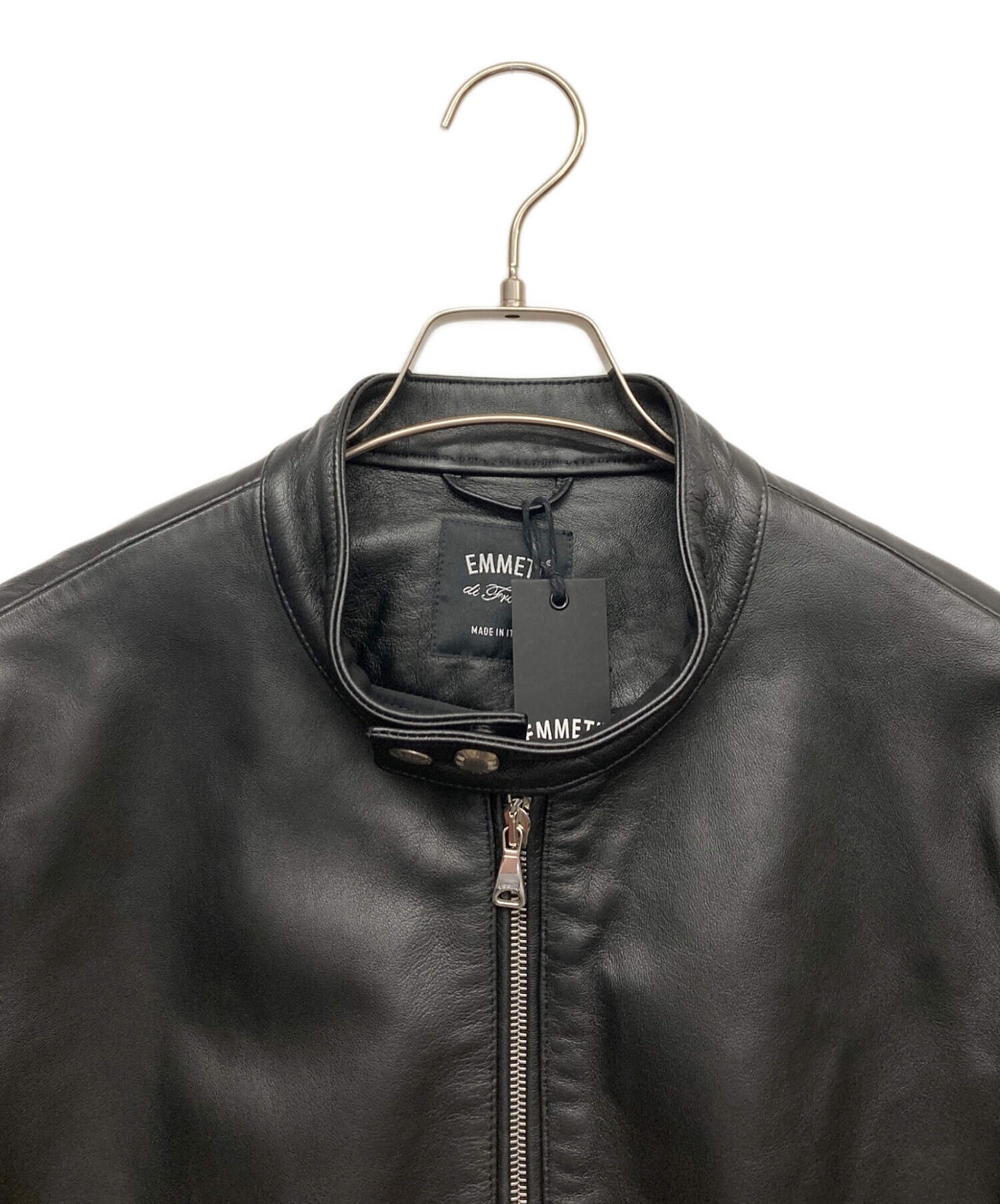 EMMETI JURI ラムレザーシングルライダースジャケット ブラック 48