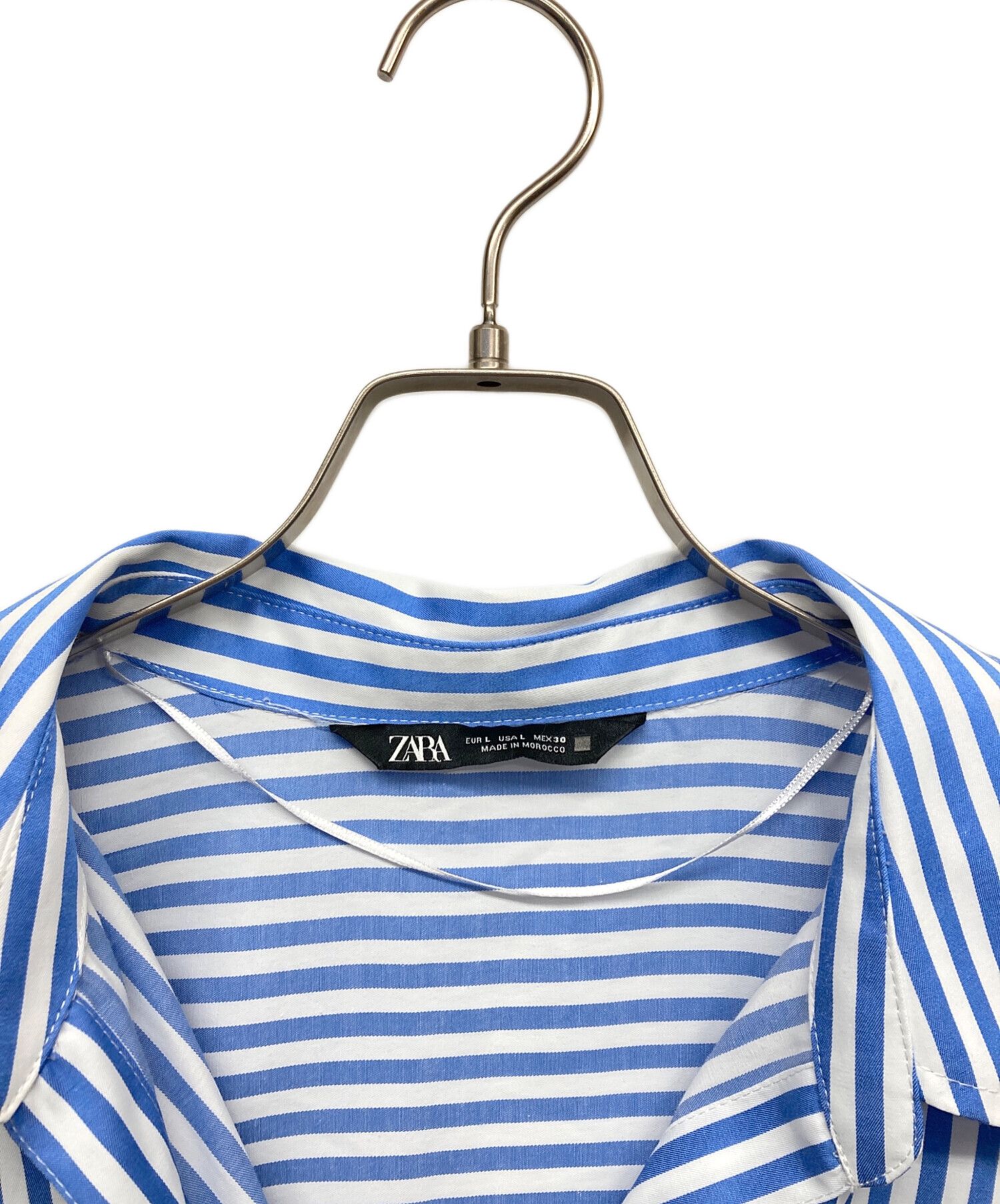 中古・古着通販】ZARA (ザラ) ストライプシャツ ブルー サイズ:L