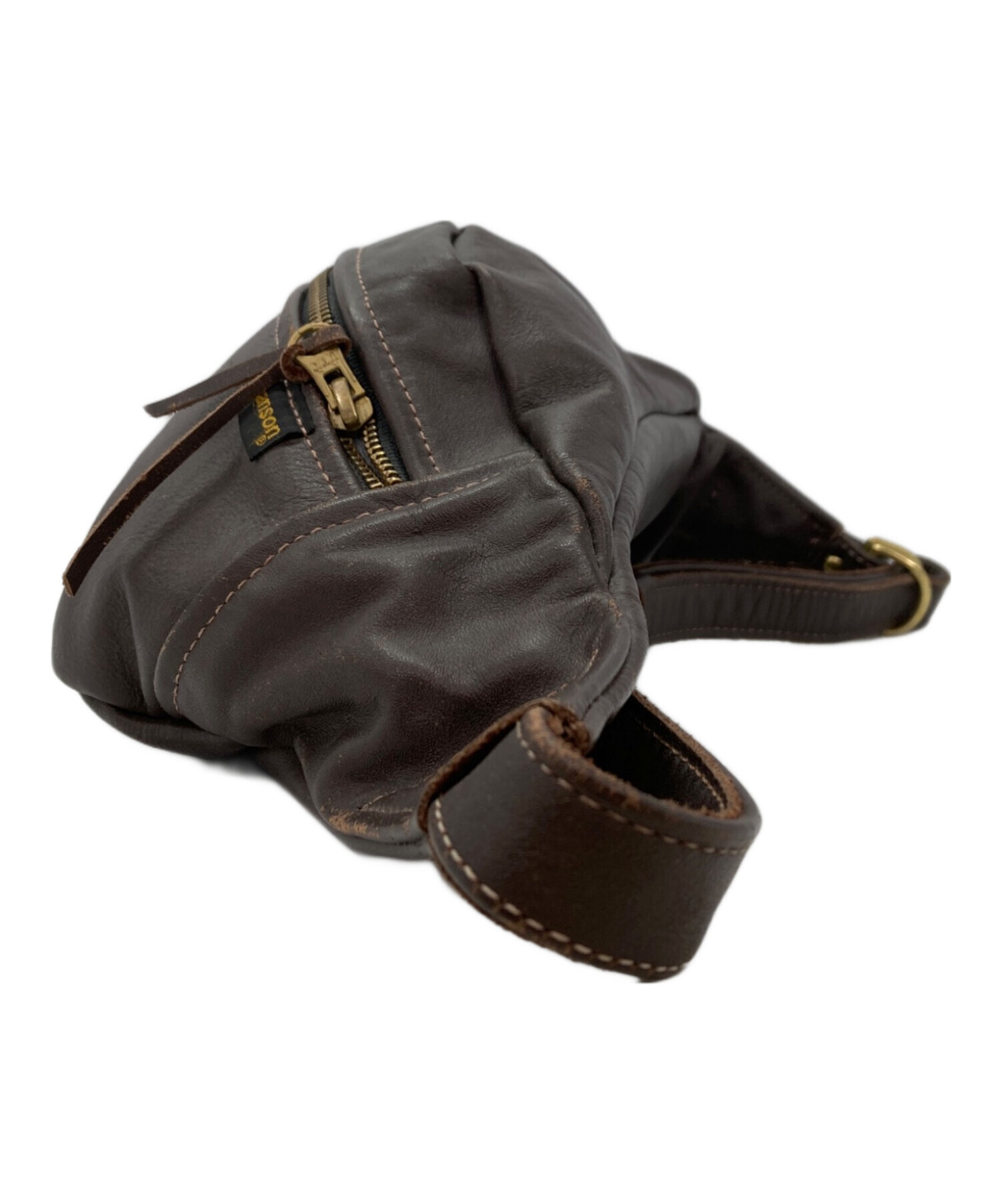 中古・古着通販】VANSON (バンソン) レザーショルダーバッグ ブラウン 