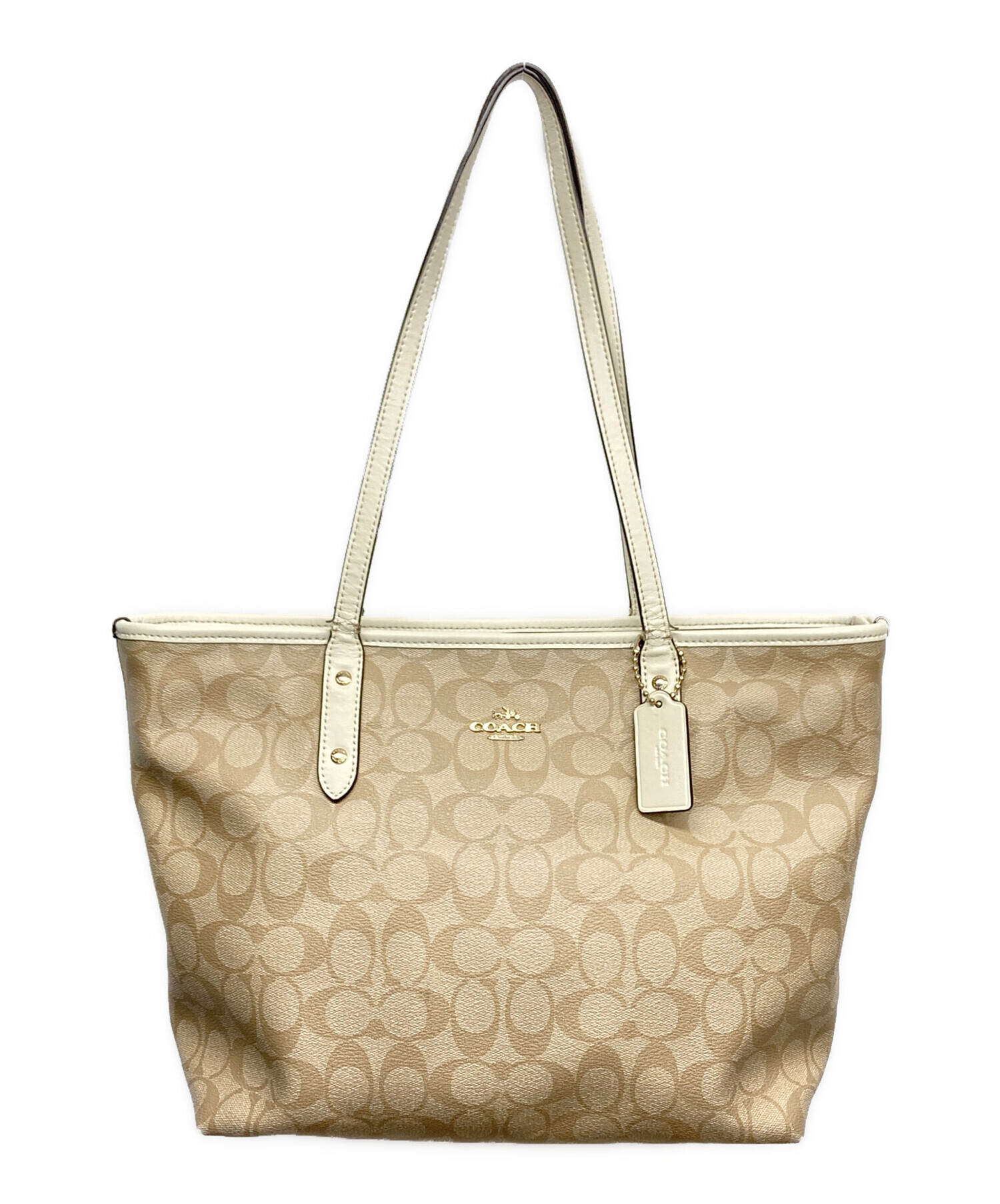 中古・古着通販】COACH (コーチ) シグネチャートートバッグ ベージュ