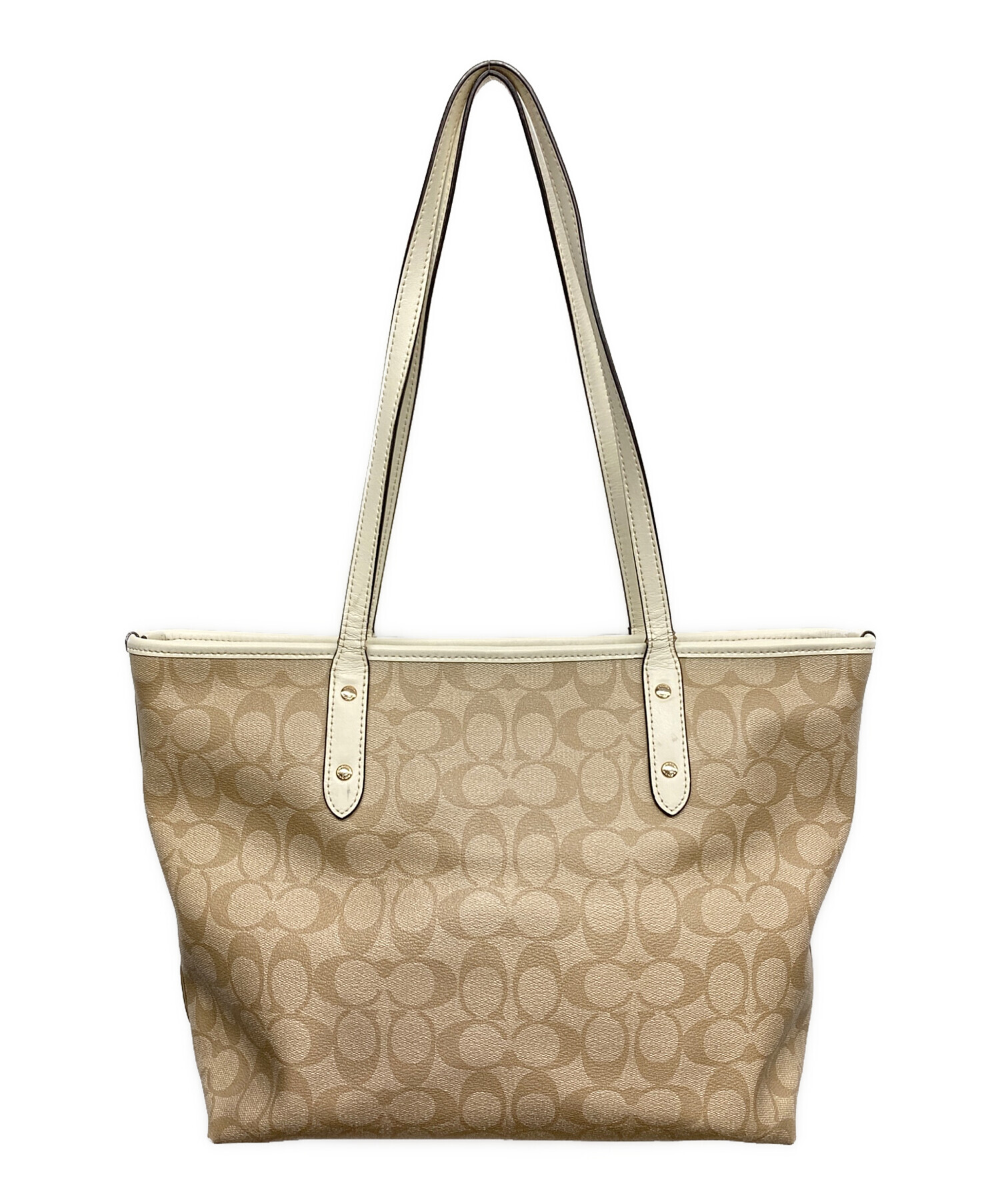 中古・古着通販】COACH (コーチ) シグネチャートートバッグ ベージュ 