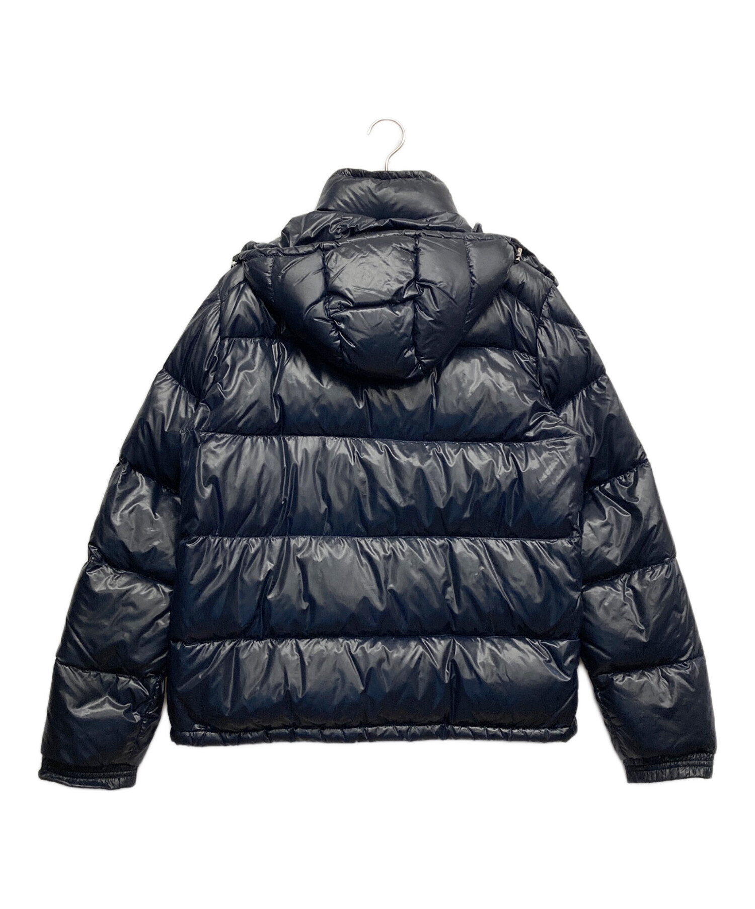 美品　MONCLER ネイビー ダウンジャケット フード付き MONCLER ネイビー ダウンジャケット ネイビーブルー Moncler Maya