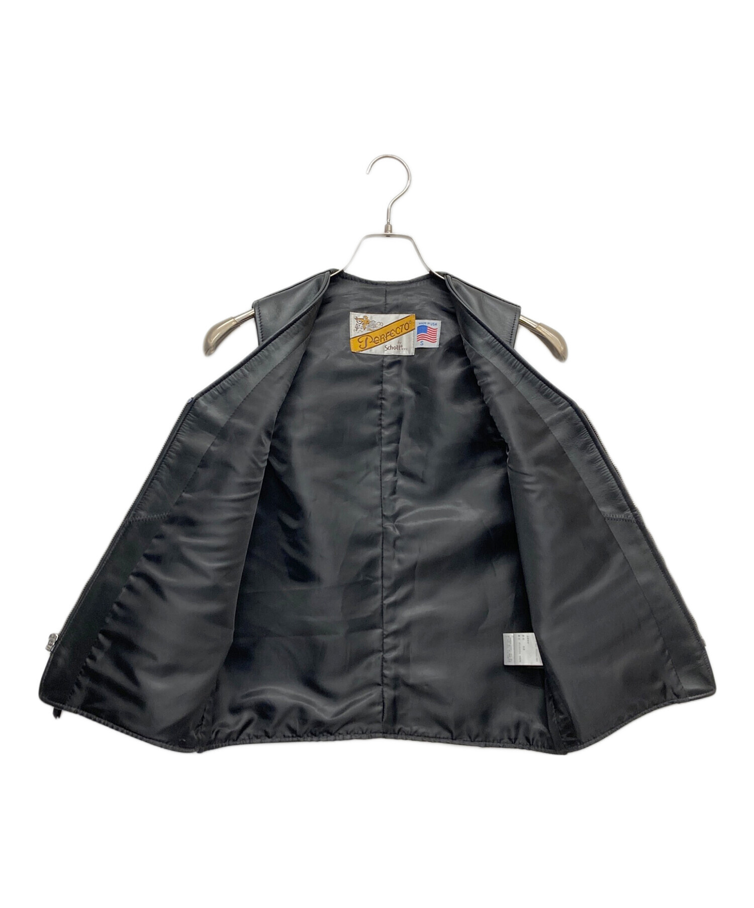 Schott ブラックレザー ベスト S Schott ブラックレザー ベスト Sサイズ