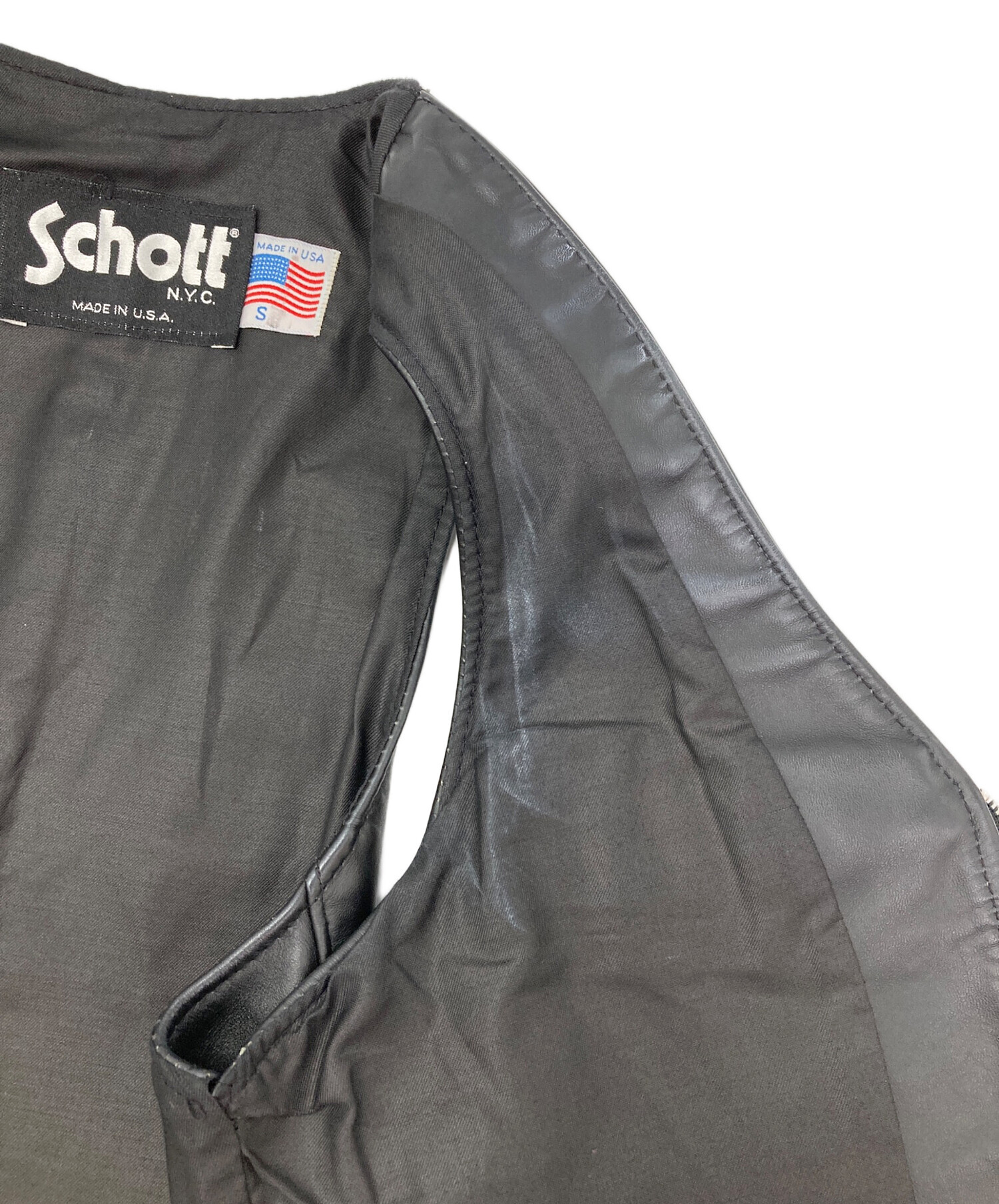 中古・古着通販】Schott (ショット) レザーベスト ブラック