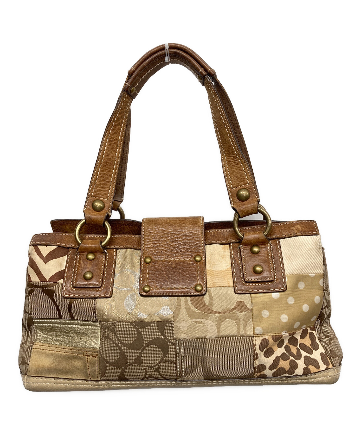 即発送】COACH コーチ ハンドバッグ パッチワーク シグネチャー レザー 