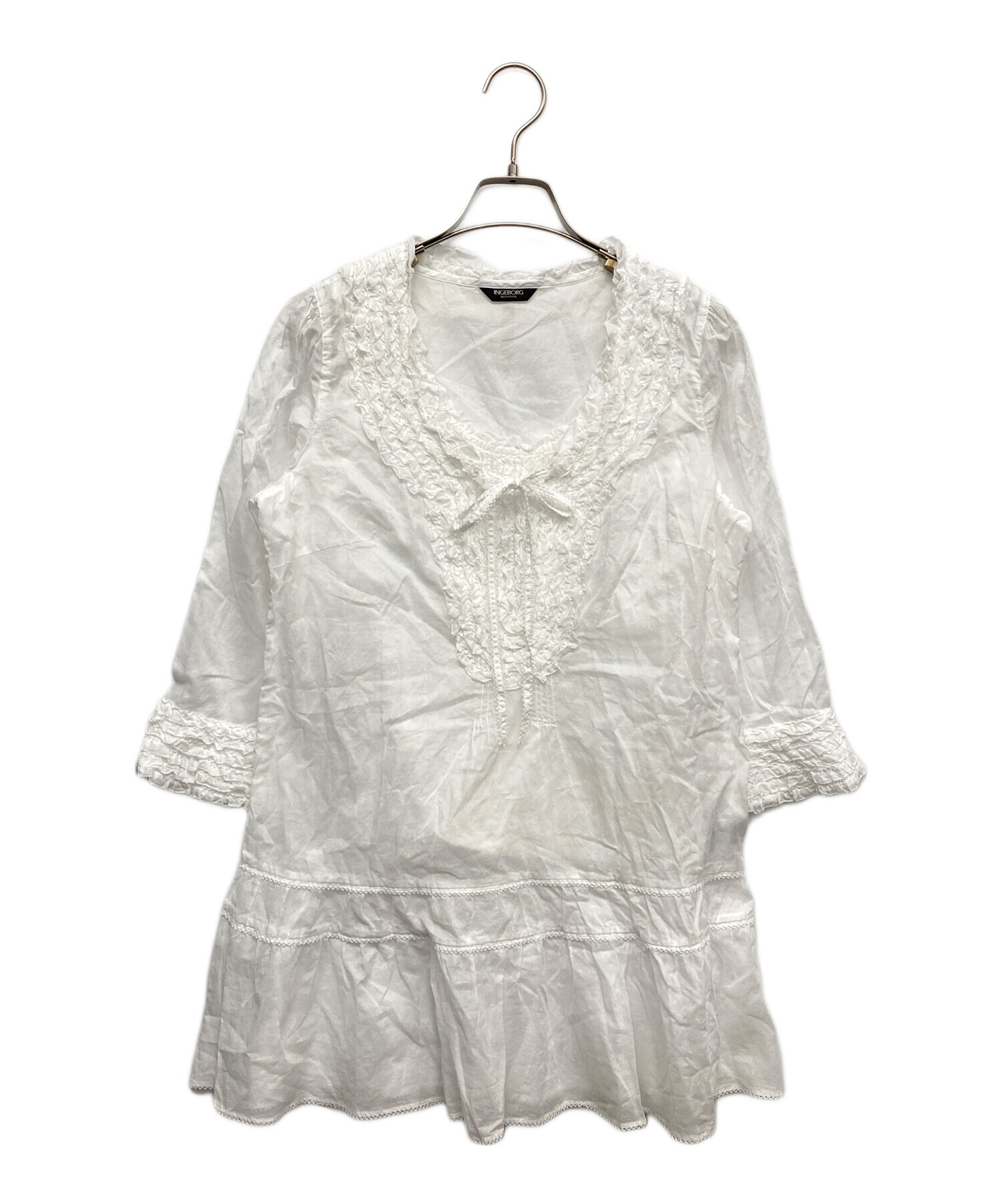 中古・古着通販】INGEBORG (インゲボルグ) フリルブラウス ホワイト 