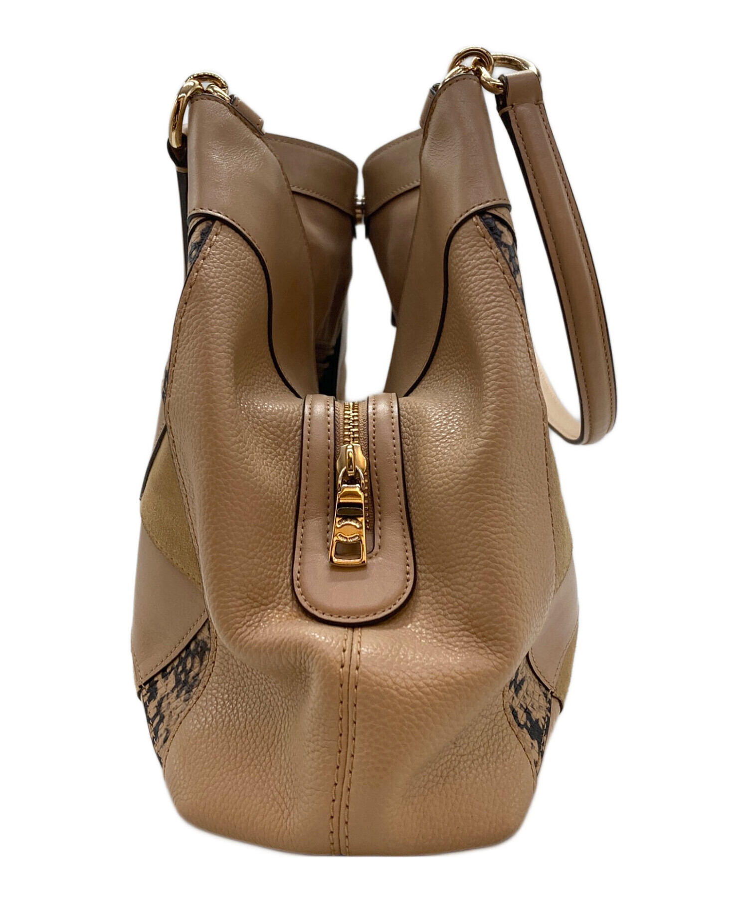 中古・古着通販】COACH (コーチ) パッチワーク トートバッグ ベージュ 
