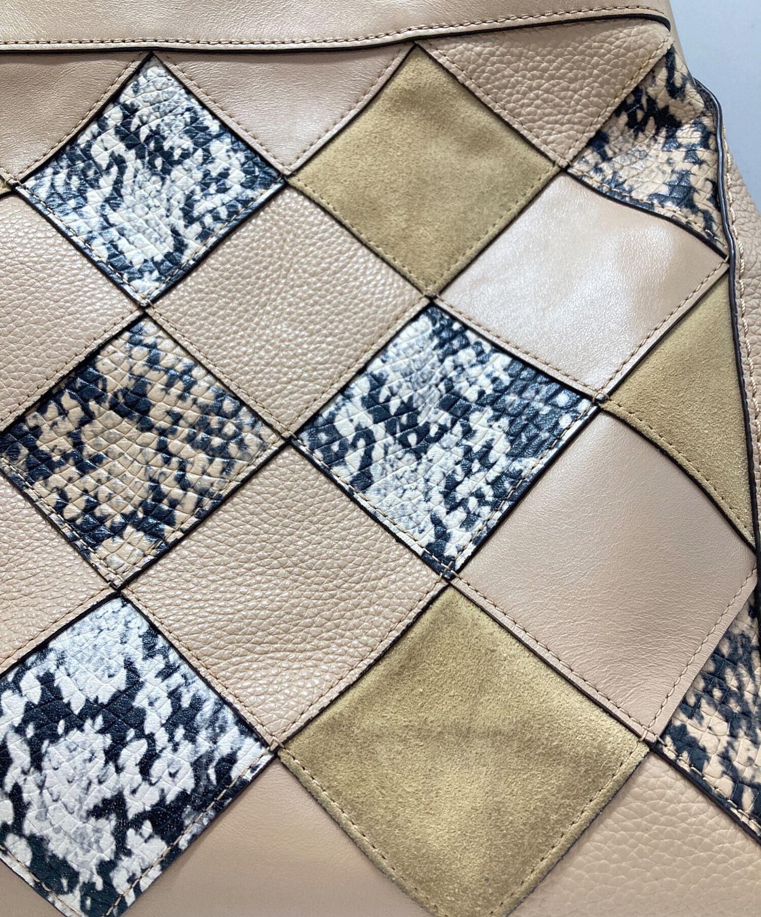 中古・古着通販】COACH (コーチ) パッチワーク トートバッグ ベージュ 