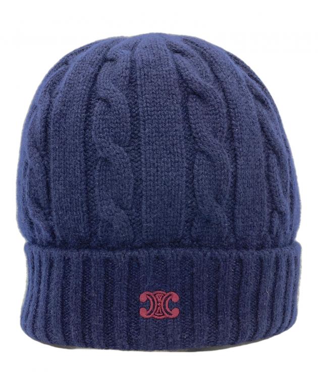 セリーヌ　カシミヤ　ニット帽　紺 中古・古着通販】CELINE (セリーヌ) トリオンフカシミアニットキャップ