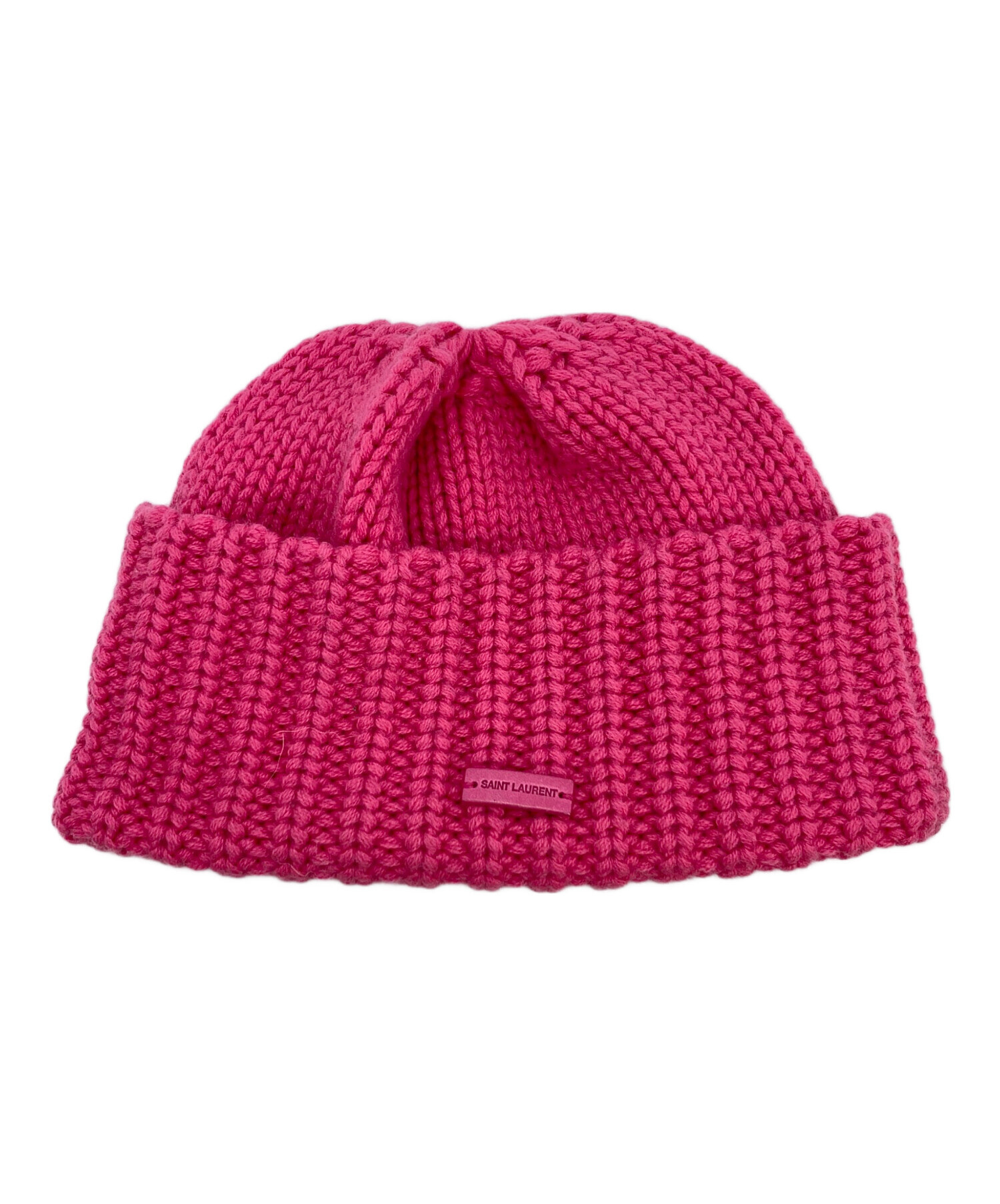 SAINT LAURENT サンローラン　ビーニー ピンクニット帽 Beautiful! Yves Saint Laurent YSL Knit Pink Beanie, Hat Bonnet