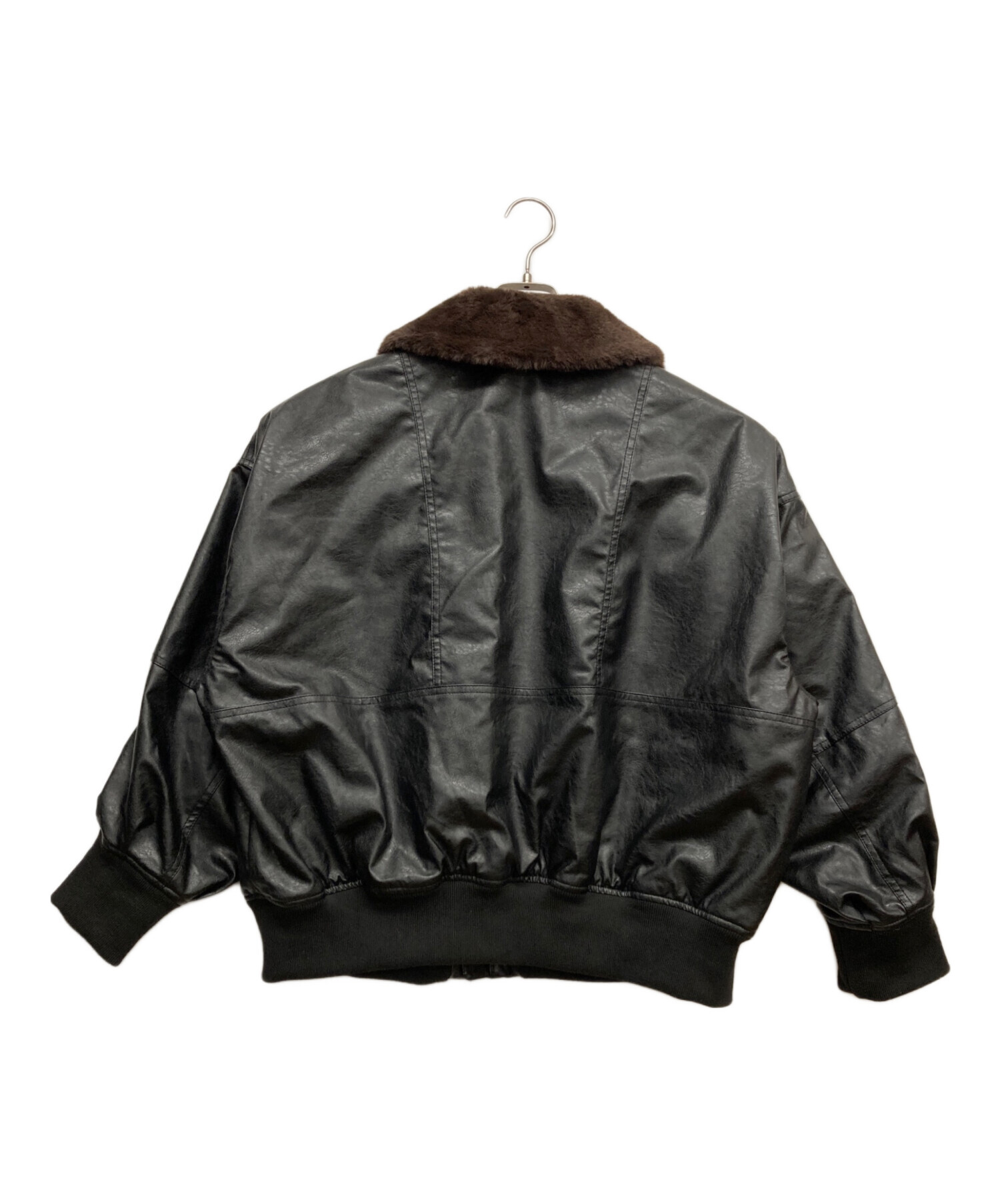 ダークグレー スエードジャケット ファー襟 Freak's store ファー襟付き レザーブルゾン ダークグレー スエード