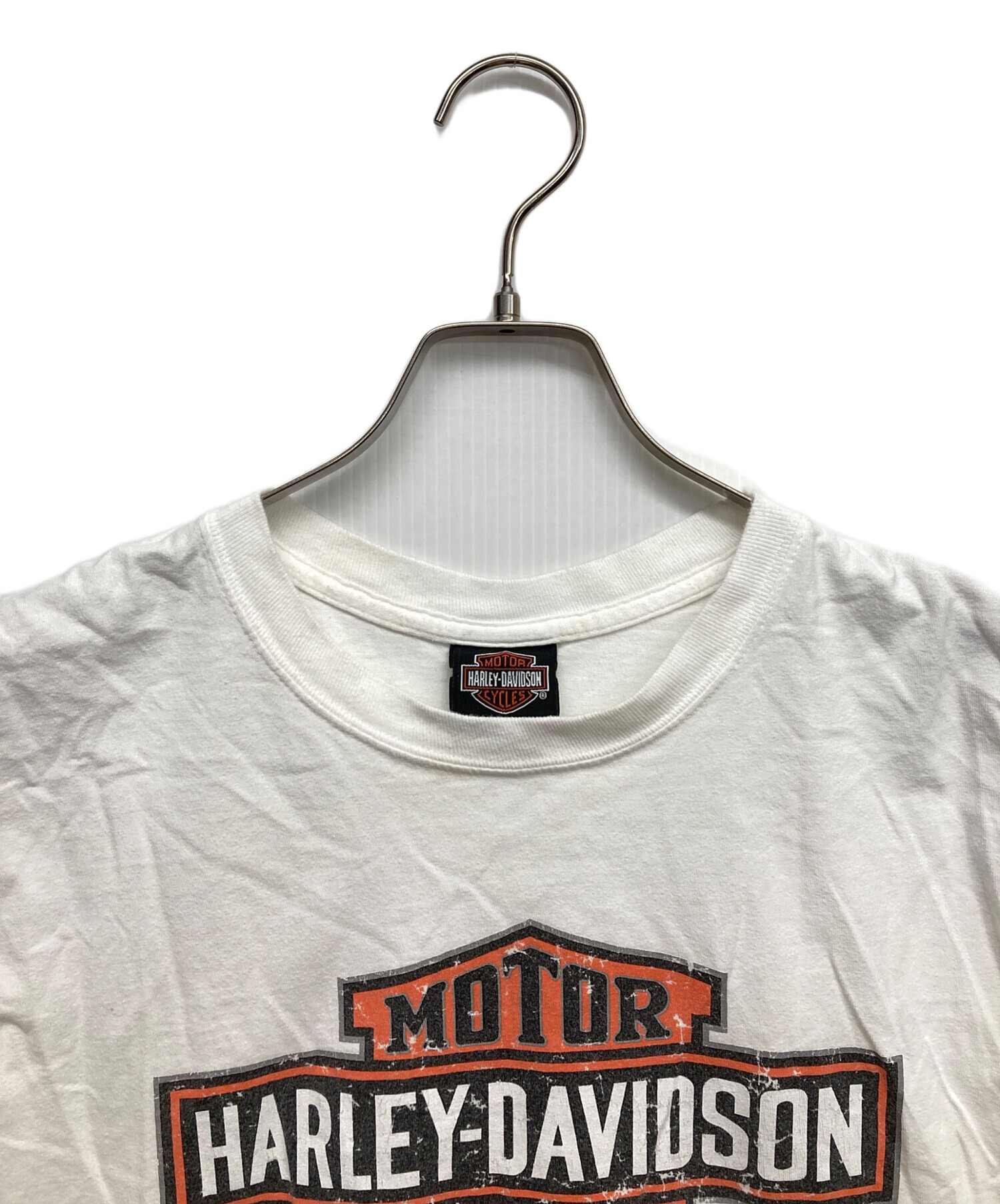 古着 ハーレーダビッドソン 両面プリント Tシャツ 風景 船 星条旗
