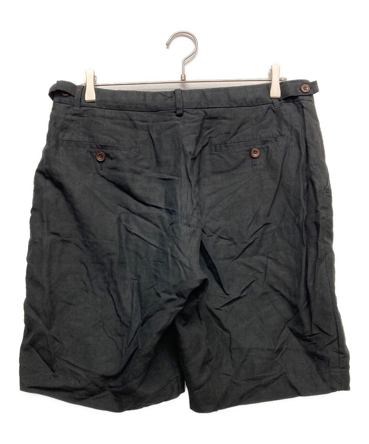 ラルフ リネン　シルク タック　ショーツ 黒 36　ブラック　古着　ハーフ 中古・古着通販】POLO RALPH LAUREN (ポロ・ラルフローレン) リネン