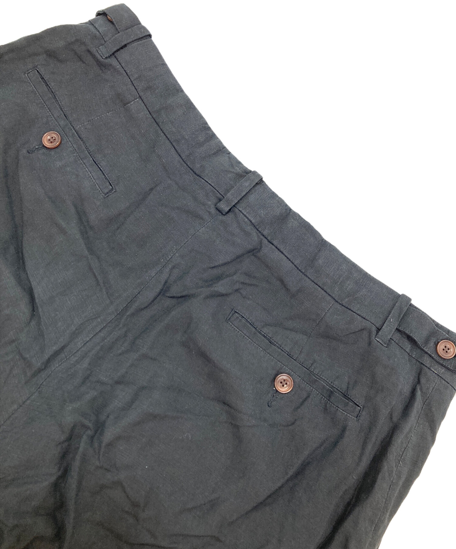 レア ポロ ラルフローレン シルク リネン ハーフパンツ 34 無地 ブラック 中古・古着通販】POLO RALPH LAUREN (ポロ・ラルフローレン) リネン