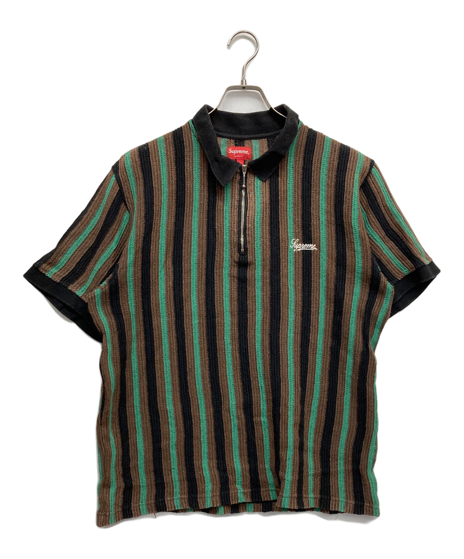 中古・古着通販】Supreme (シュプリーム) Open Knit Stripe Zip Polo