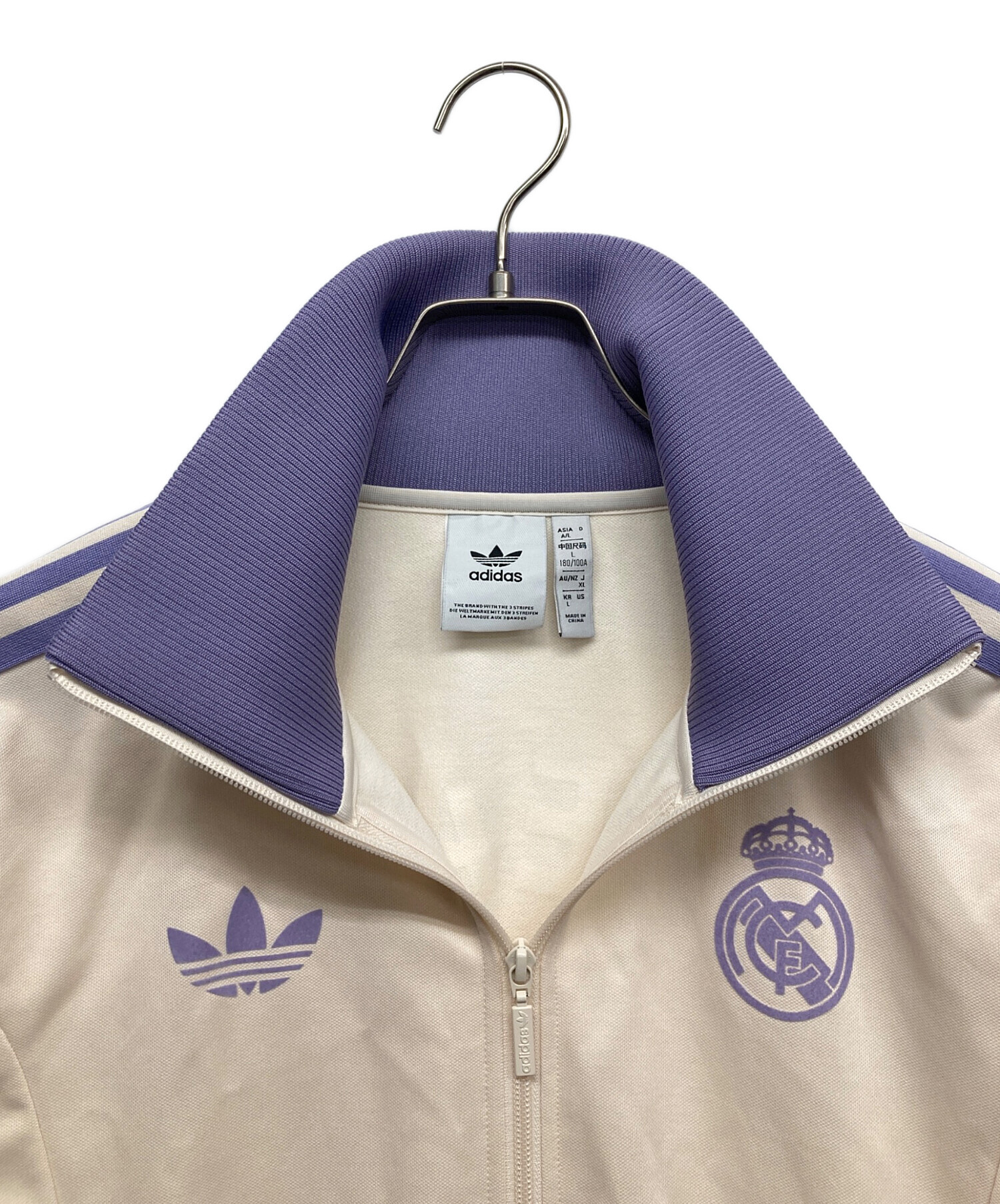 中古・古着通販】adidas (アディダス) トラックジャケット ベージュ adidas トラックジャケットベージュ&パープルXL