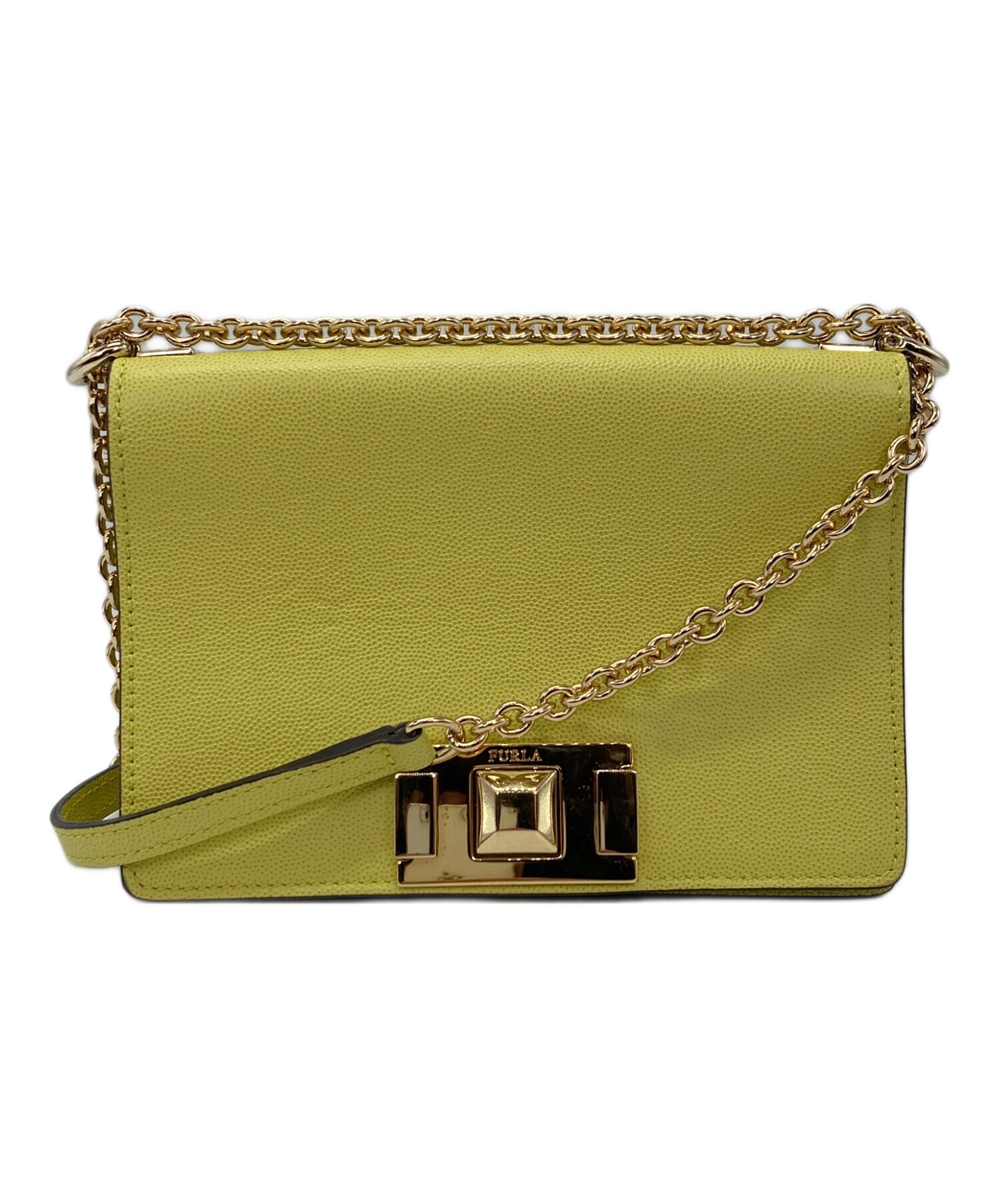 中古・古着通販】FURLA (フルラ) レザーショルダーバッグ イエロー 