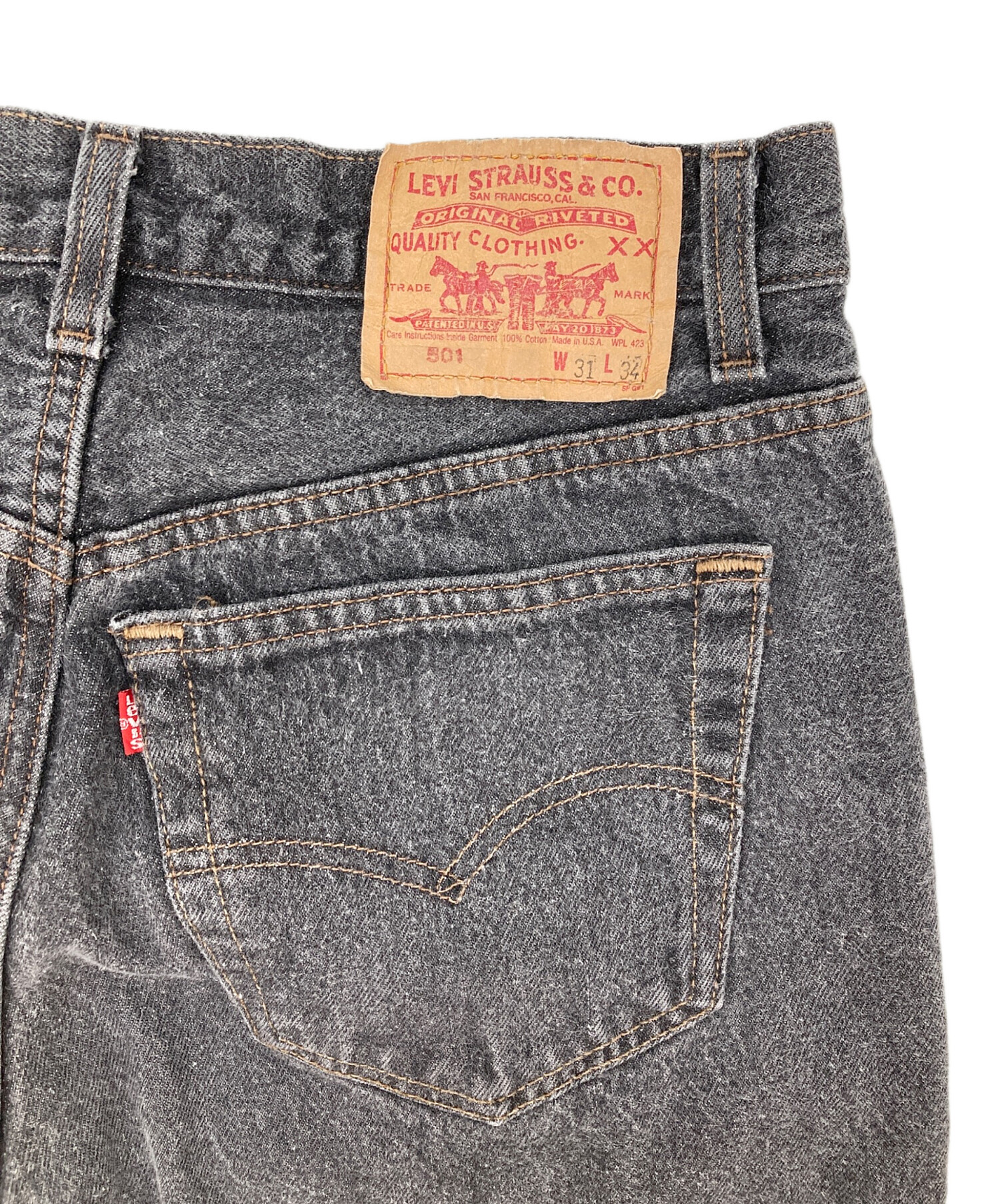 中古・古着通販】LEVI'S (リーバイス) 先染め501デニムパンツ ブラック