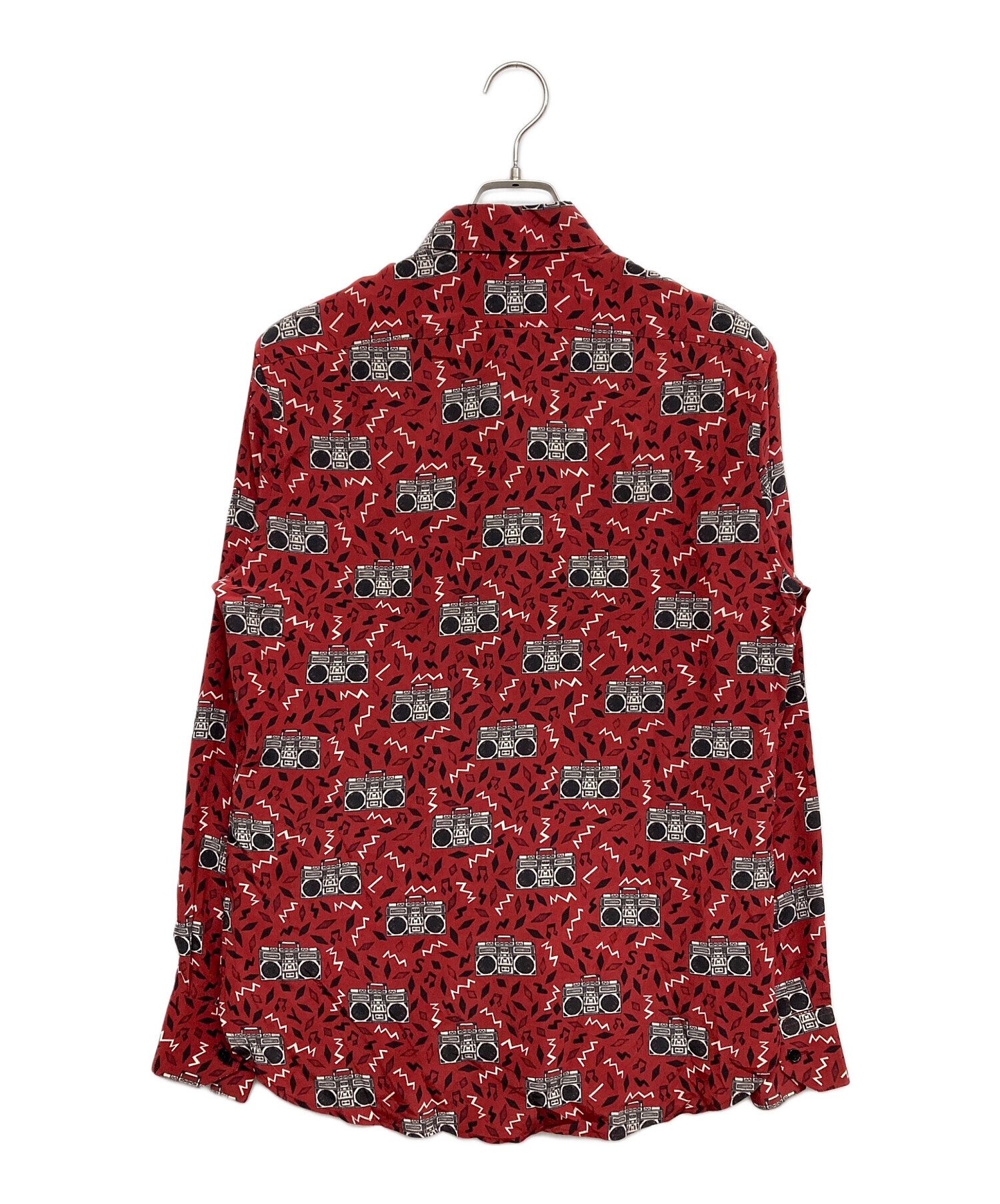 SAINT LAURENT PARIS サンローランパリ 総柄デザイン 半袖レーヨン シャツ ブラック/レッド 596009 SAINT LAURENT - SAINT LAURENT PARIS サンローランパリ スパイラル総