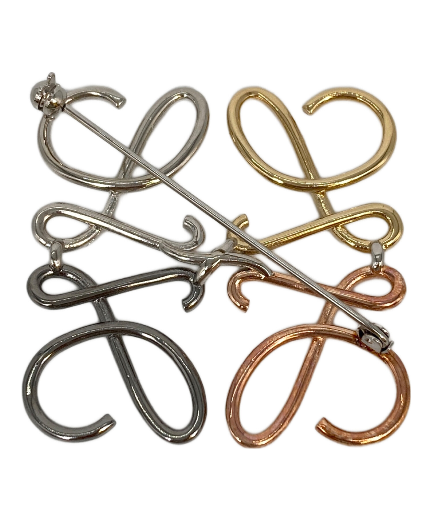 格安】LOEWE ロエベ アナグラムブローチ メタル シルバー パラジウム