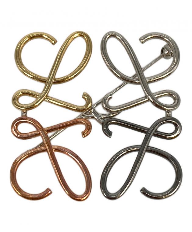 中古・古着通販】LOEWE (ロエベ) アナグラムブローチ シルバー×グレー