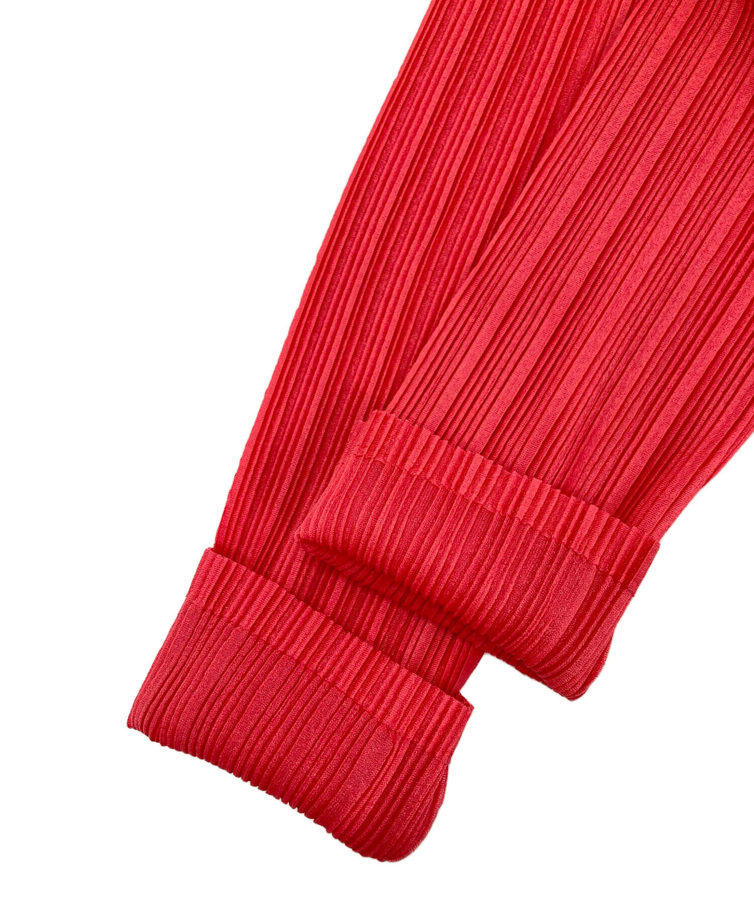 PLEATS PLEASE(プリーツプリーズ) 長袖カットソー サイズ3 L レディース美品  - レッド クルーネック/プリーツ PLEATS PLEASE ISSEY MIYAKE プリーツプリーズ イッセイミヤケ 長袖