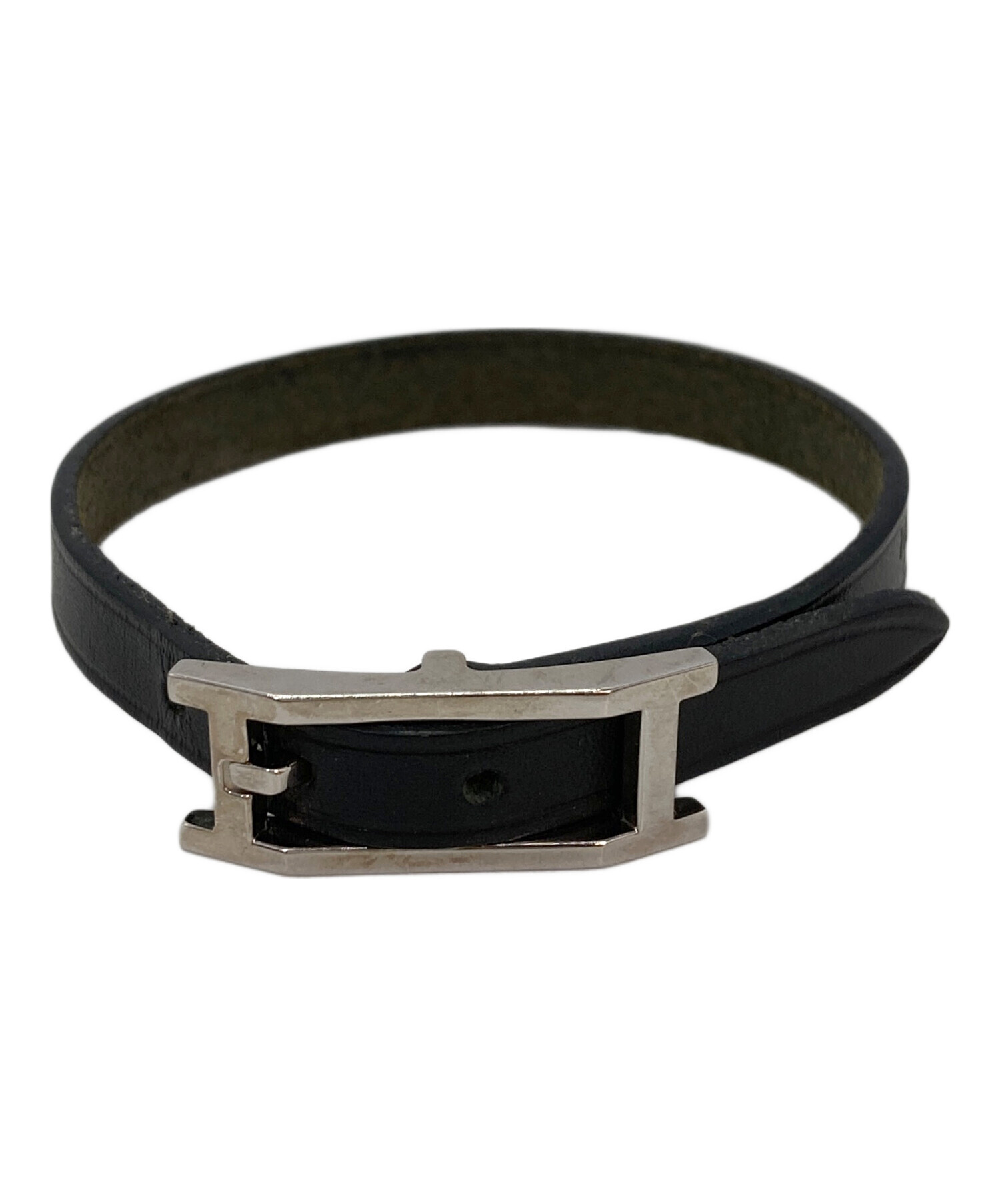 【未使用級】エルメス アピ3 ブレスレット レザー ブラック ユニセックス HERMES】エルメス アピ3 ロング レザー 黒 ユニセックス ブレスレット