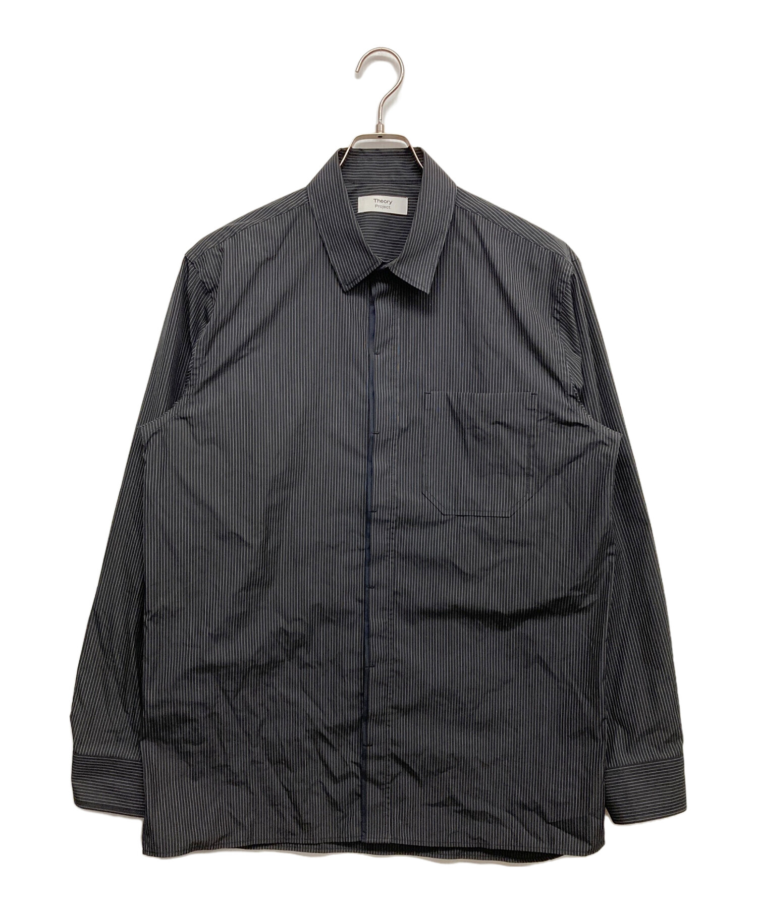 中古・古着通販】theory (セオリー) ストライプシャツ ブラック サイズ 