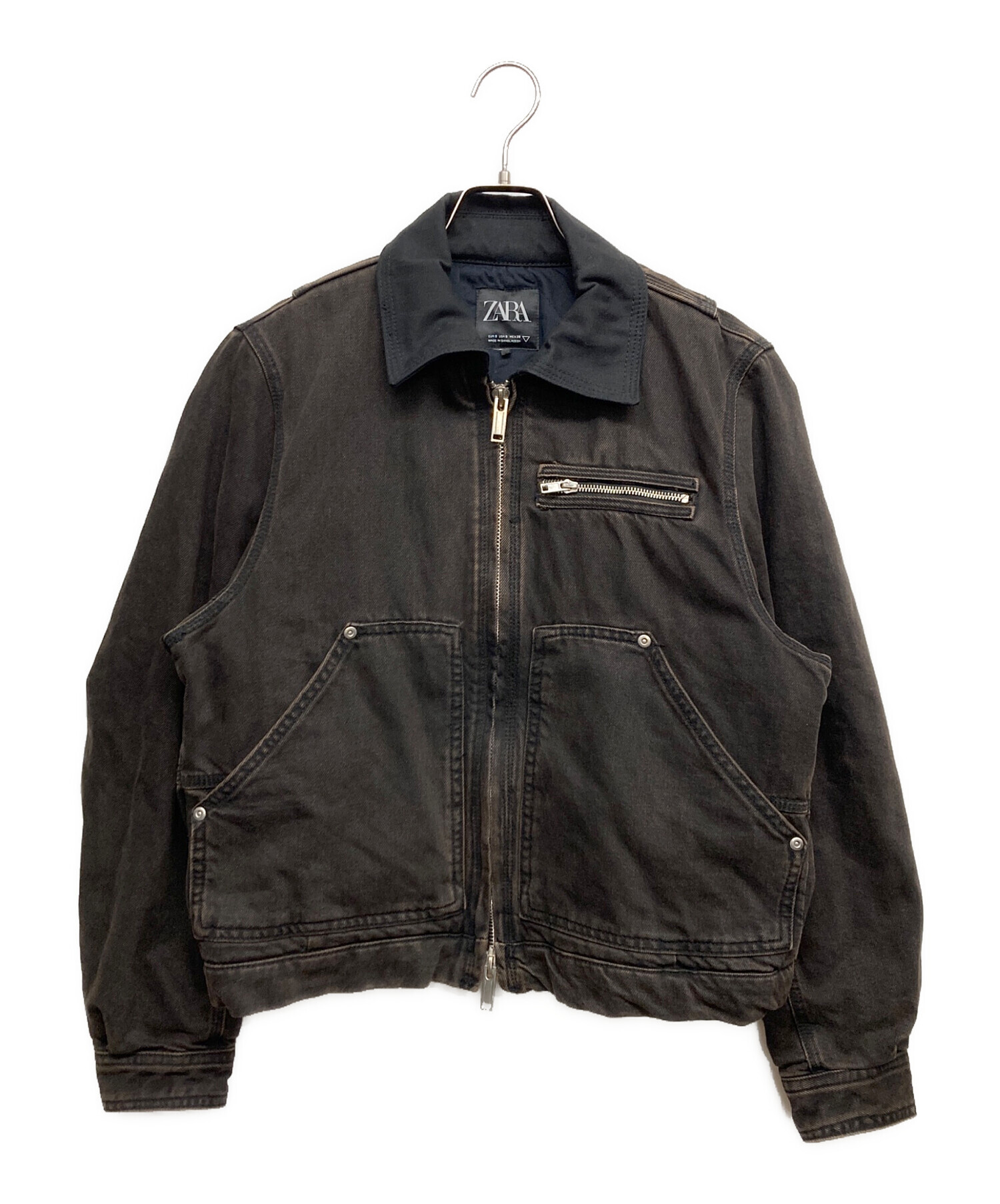 中古・古着通販】ZARA (ザラ) デニムワークジャケット ブラック サイズ